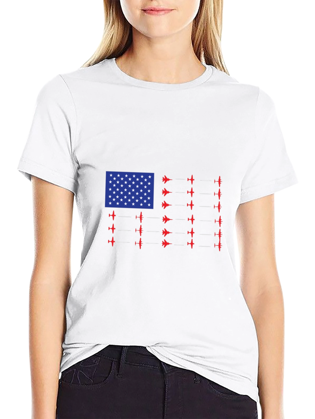 American Flag Airplane T-Shirt Patriotic Tee