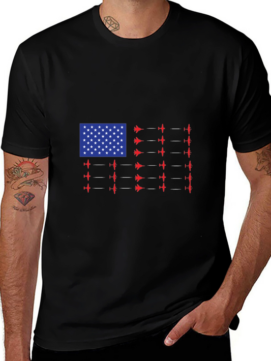 American Flag Airplane T-Shirt Patriotic Tee