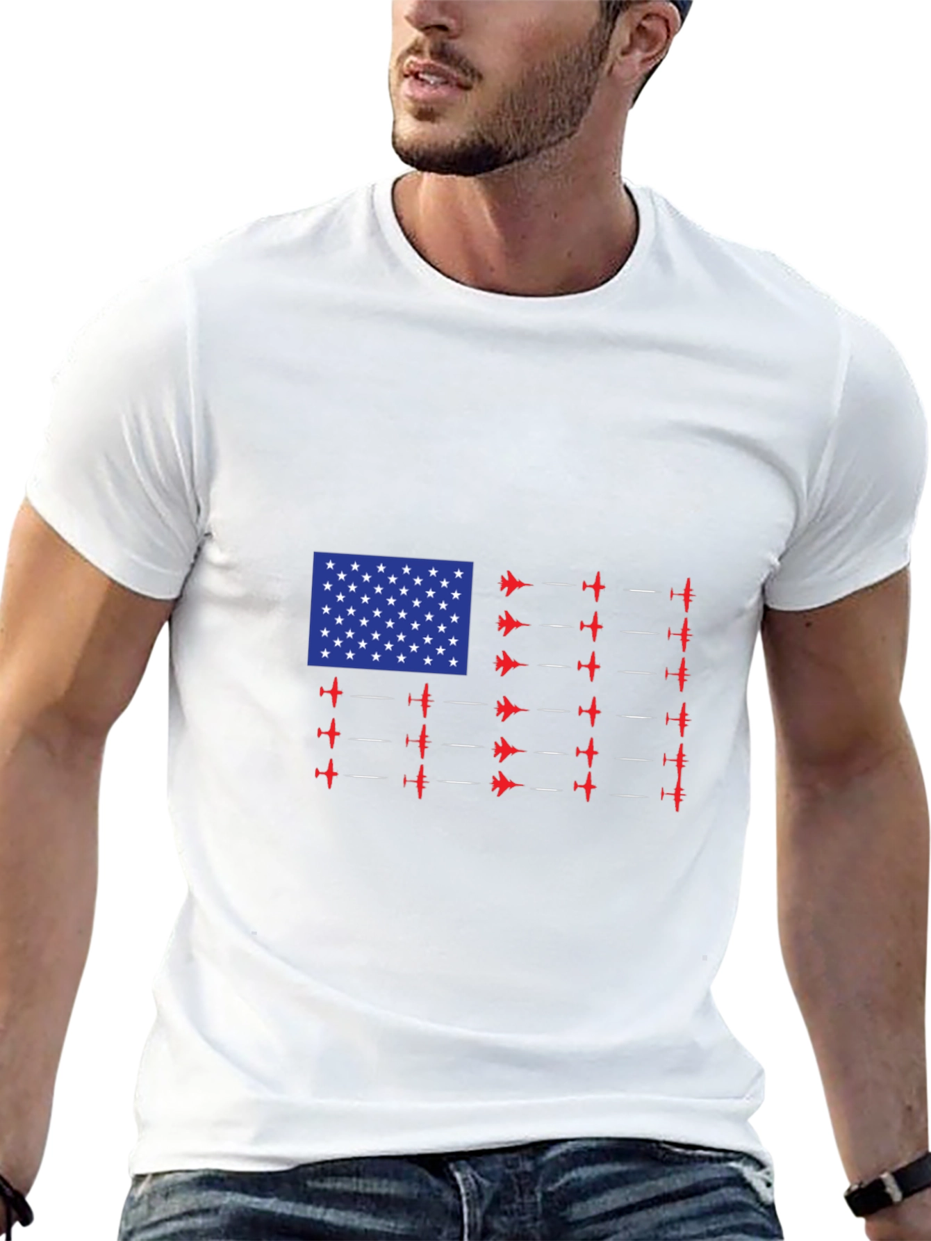 American Flag Airplane T-Shirt Patriotic Tee