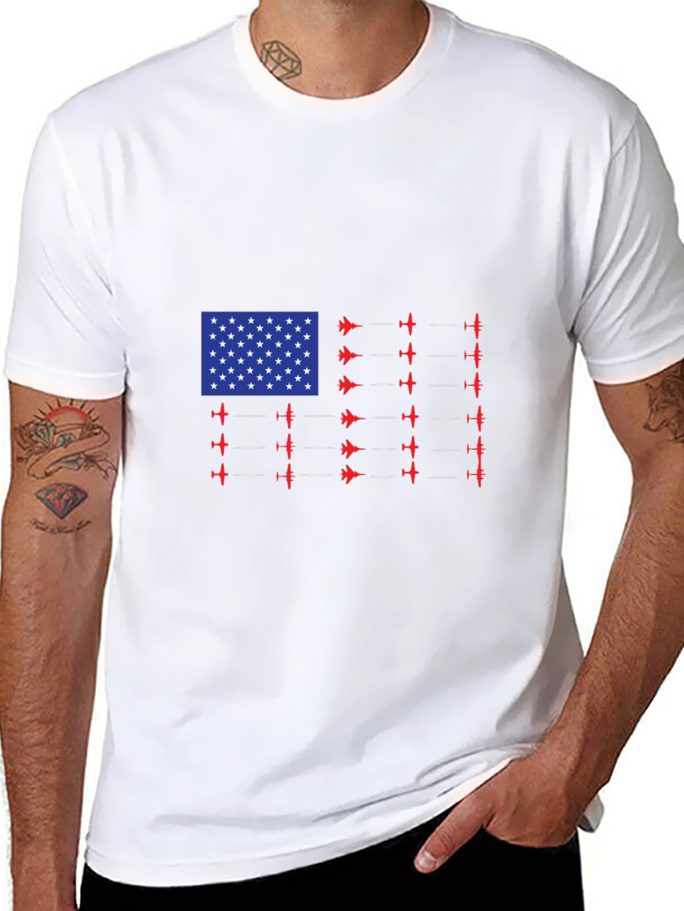 American Flag Airplane T-Shirt Patriotic Tee