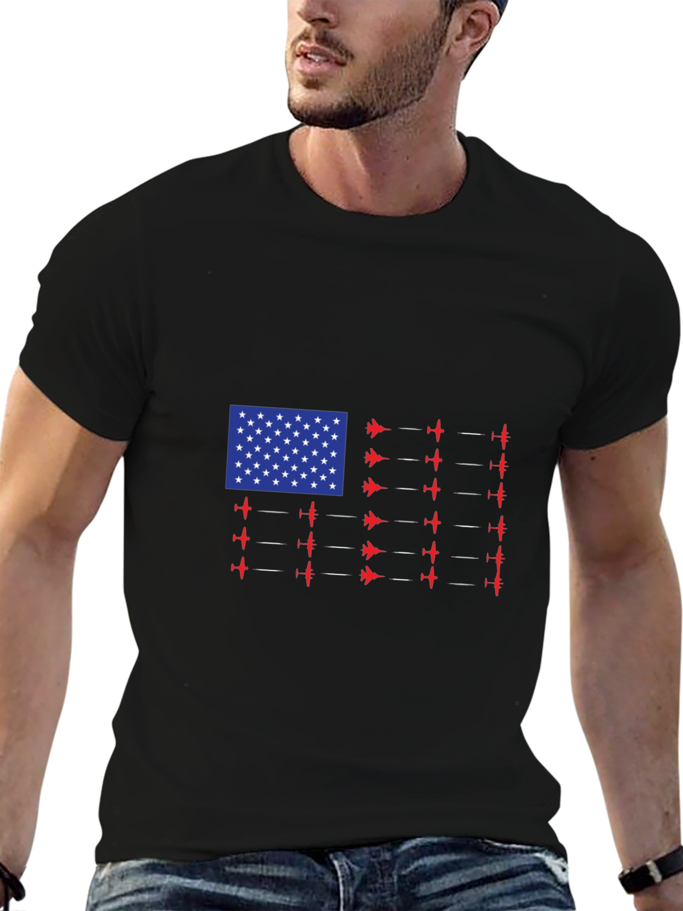 American Flag Airplane T-Shirt Patriotic Tee
