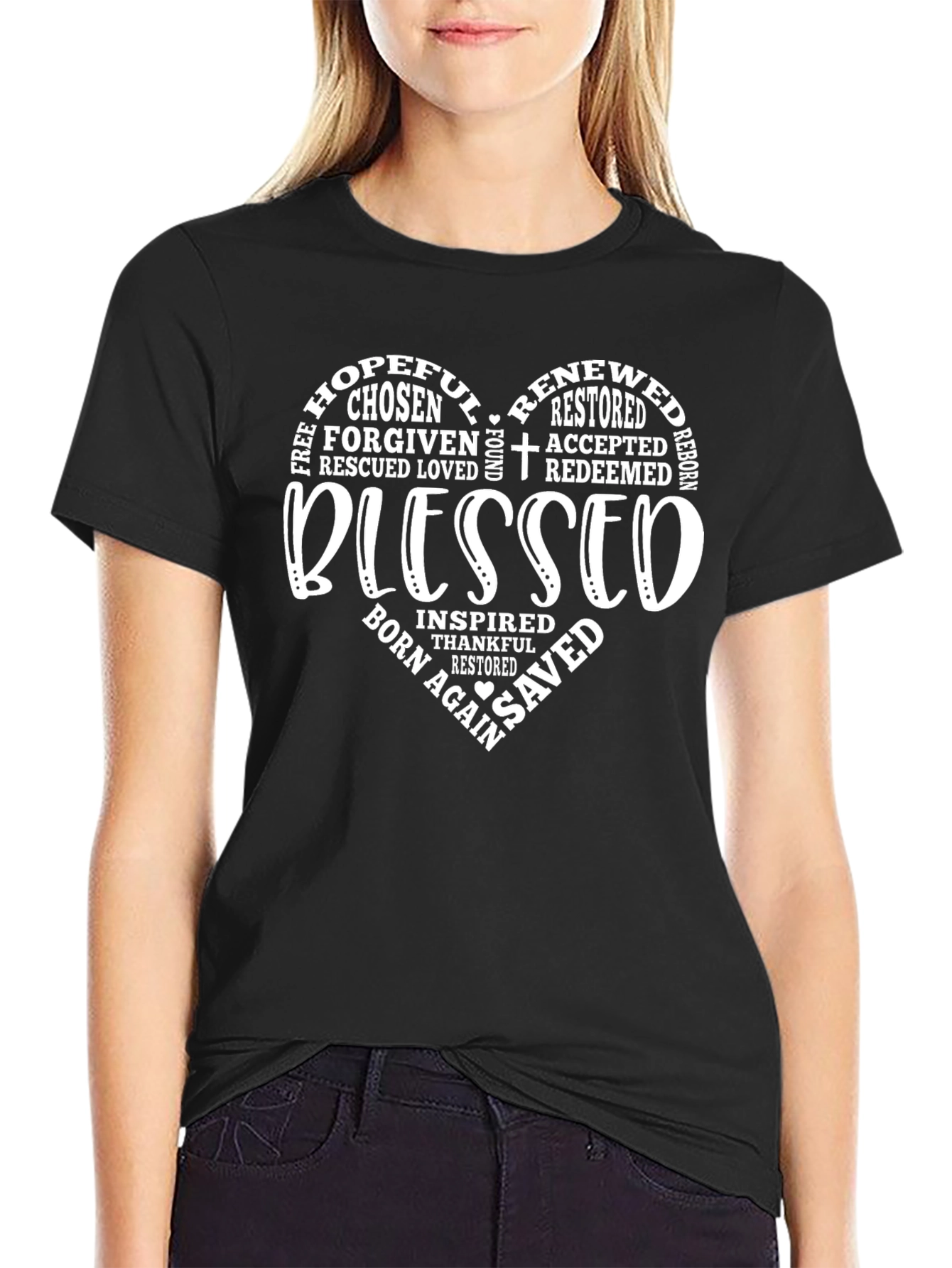 Blessed Heart Word Art T-Shirt
