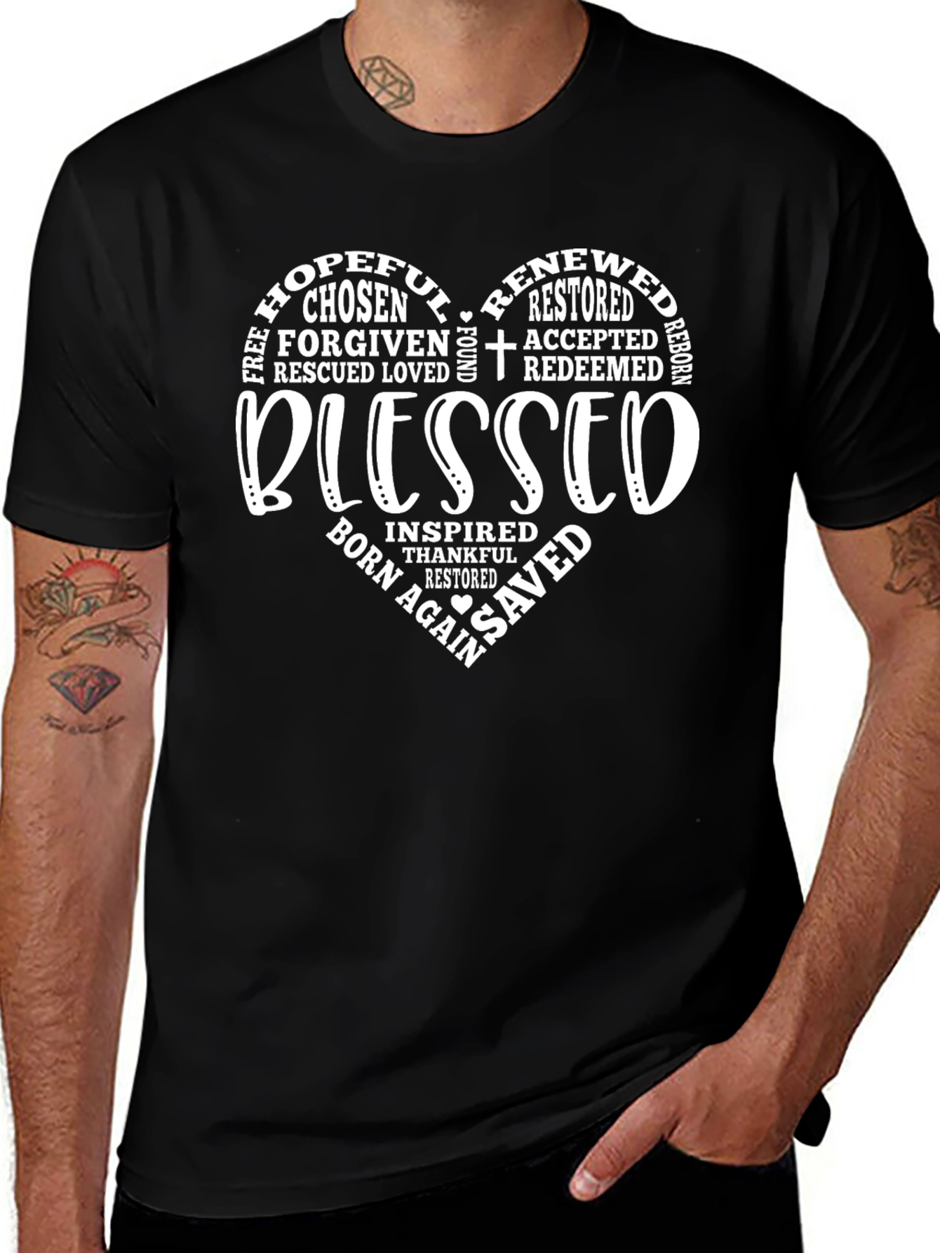 Blessed Heart Word Art T-Shirt