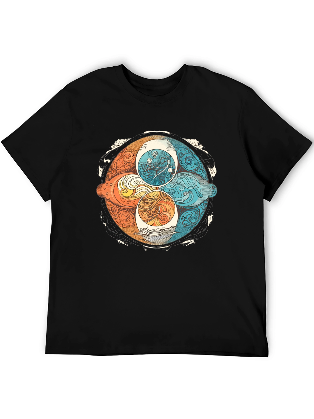 Elemental Circle Graphic Tee - Stylish Black Shirt