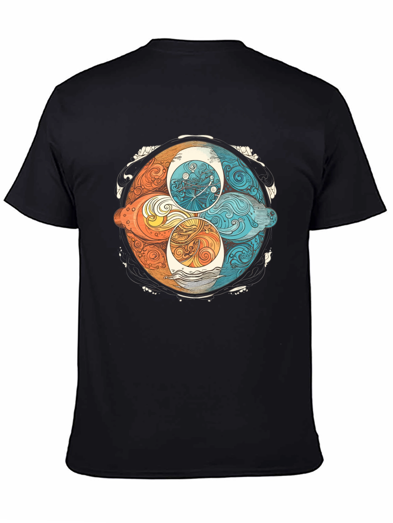 Elemental Circle Graphic Tee - Stylish Black Shirt