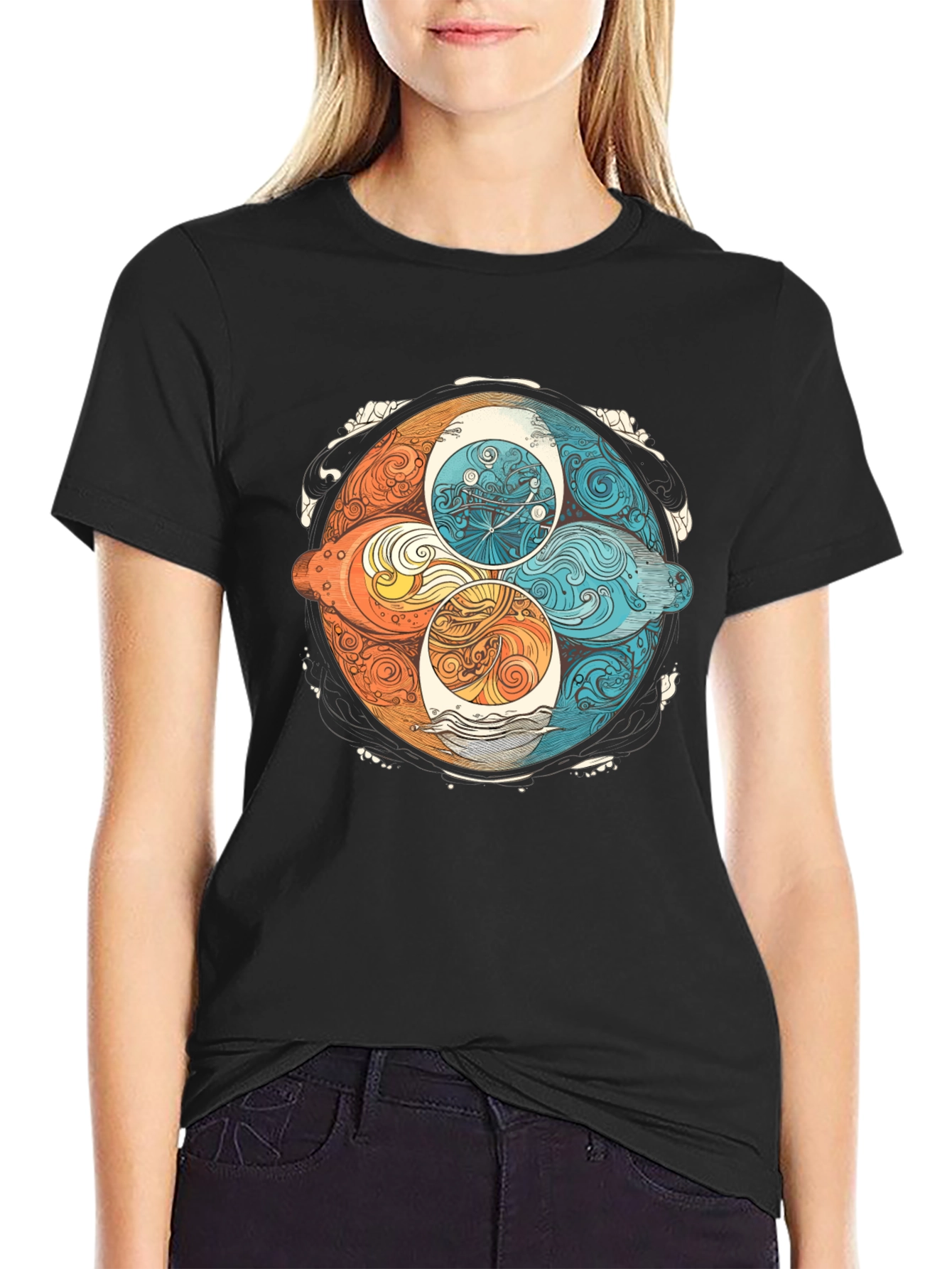 Elemental Circle Graphic Tee - Stylish Black Shirt