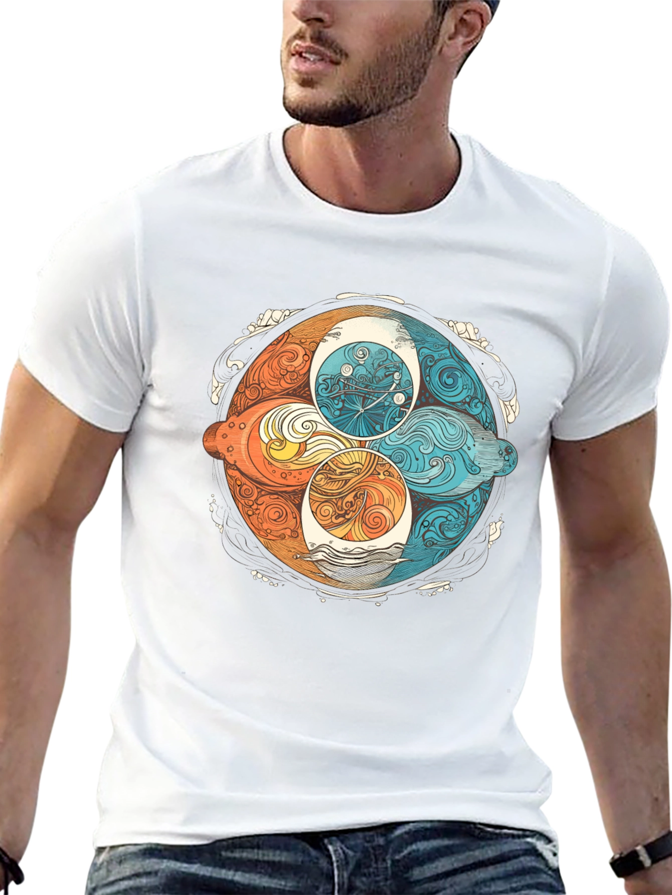 Elemental Circle Graphic Tee - Stylish Black Shirt