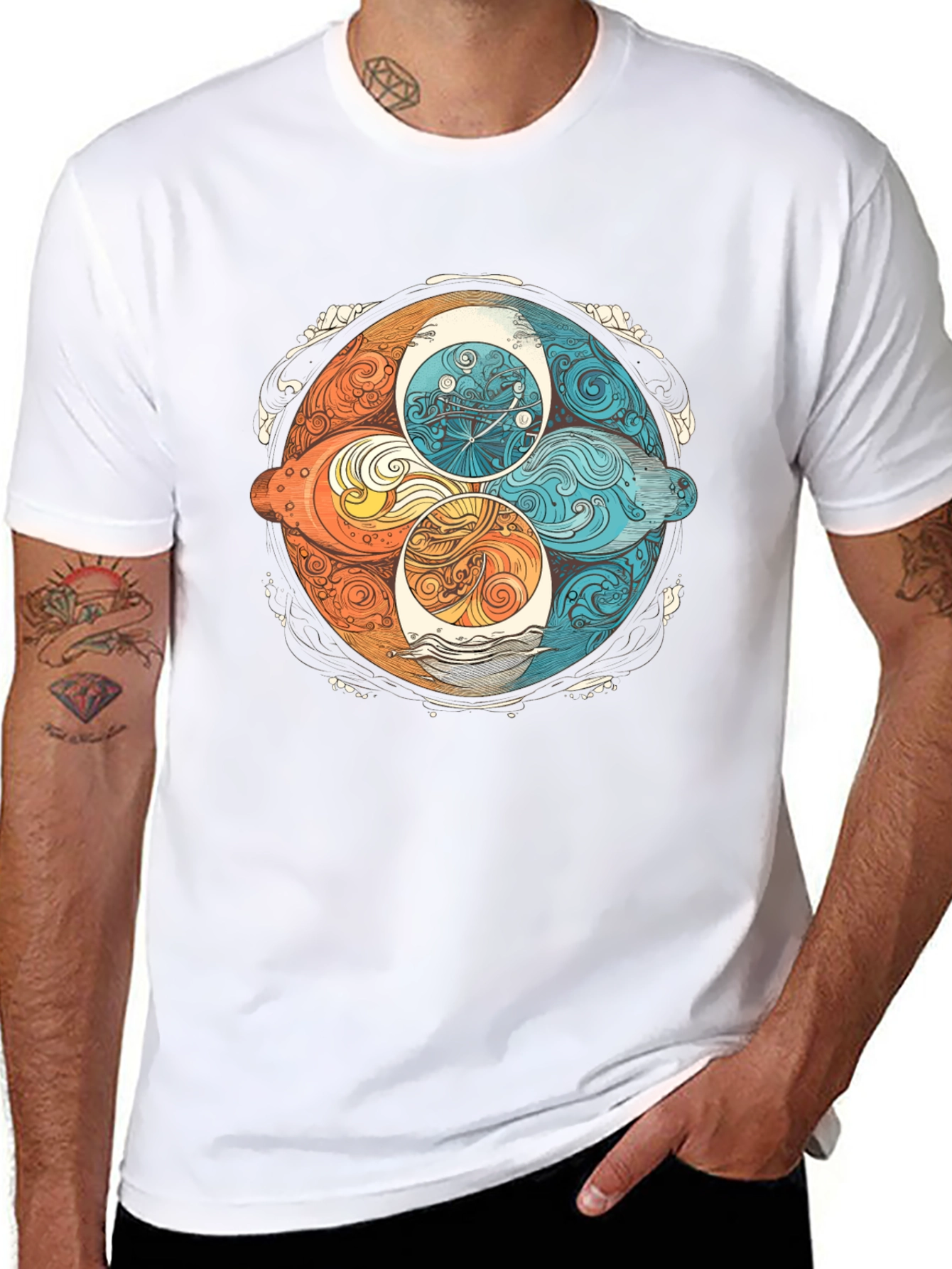 Elemental Circle Graphic Tee - Stylish Black Shirt