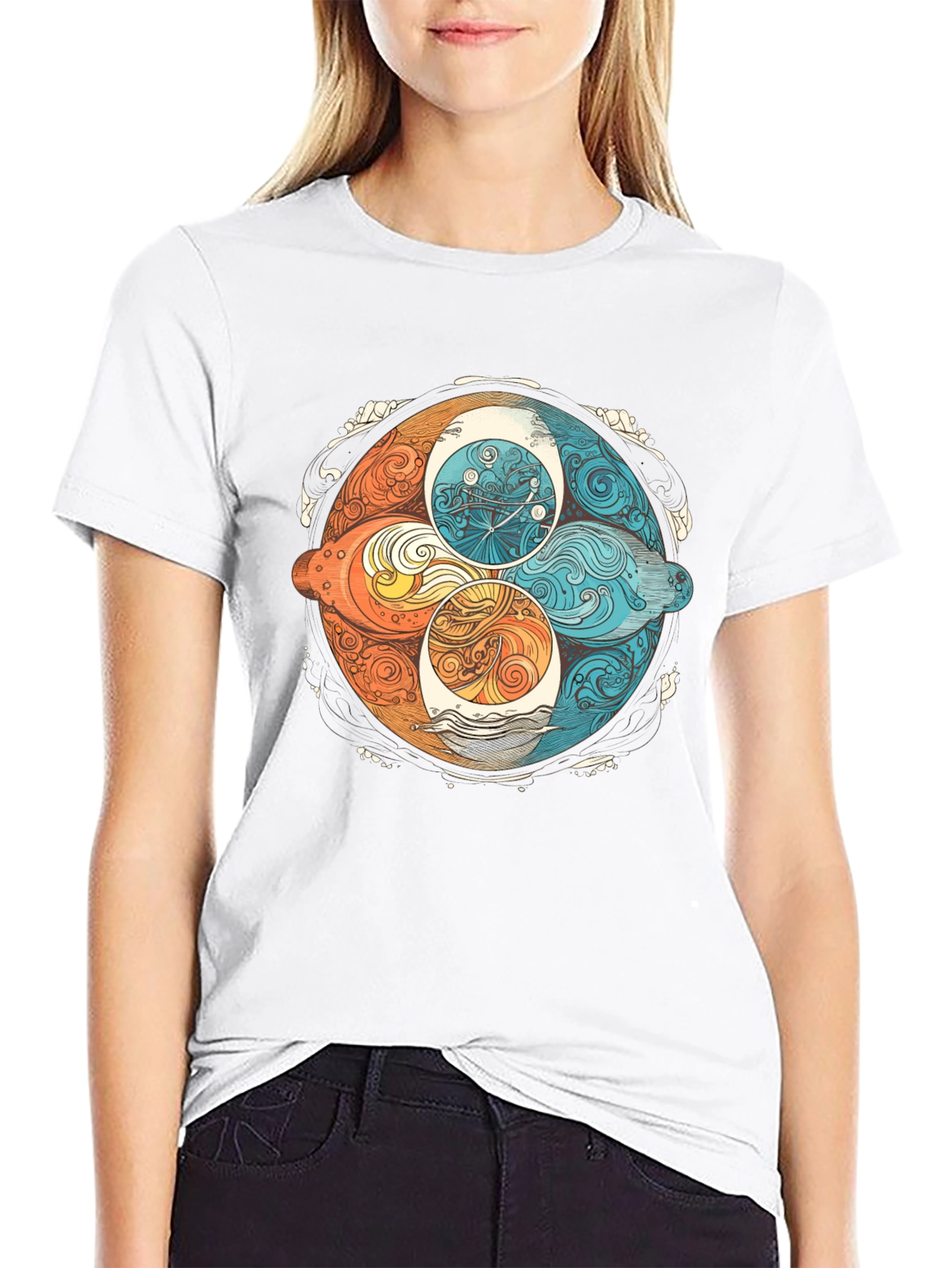 Elemental Circle Graphic Tee - Stylish Black Shirt