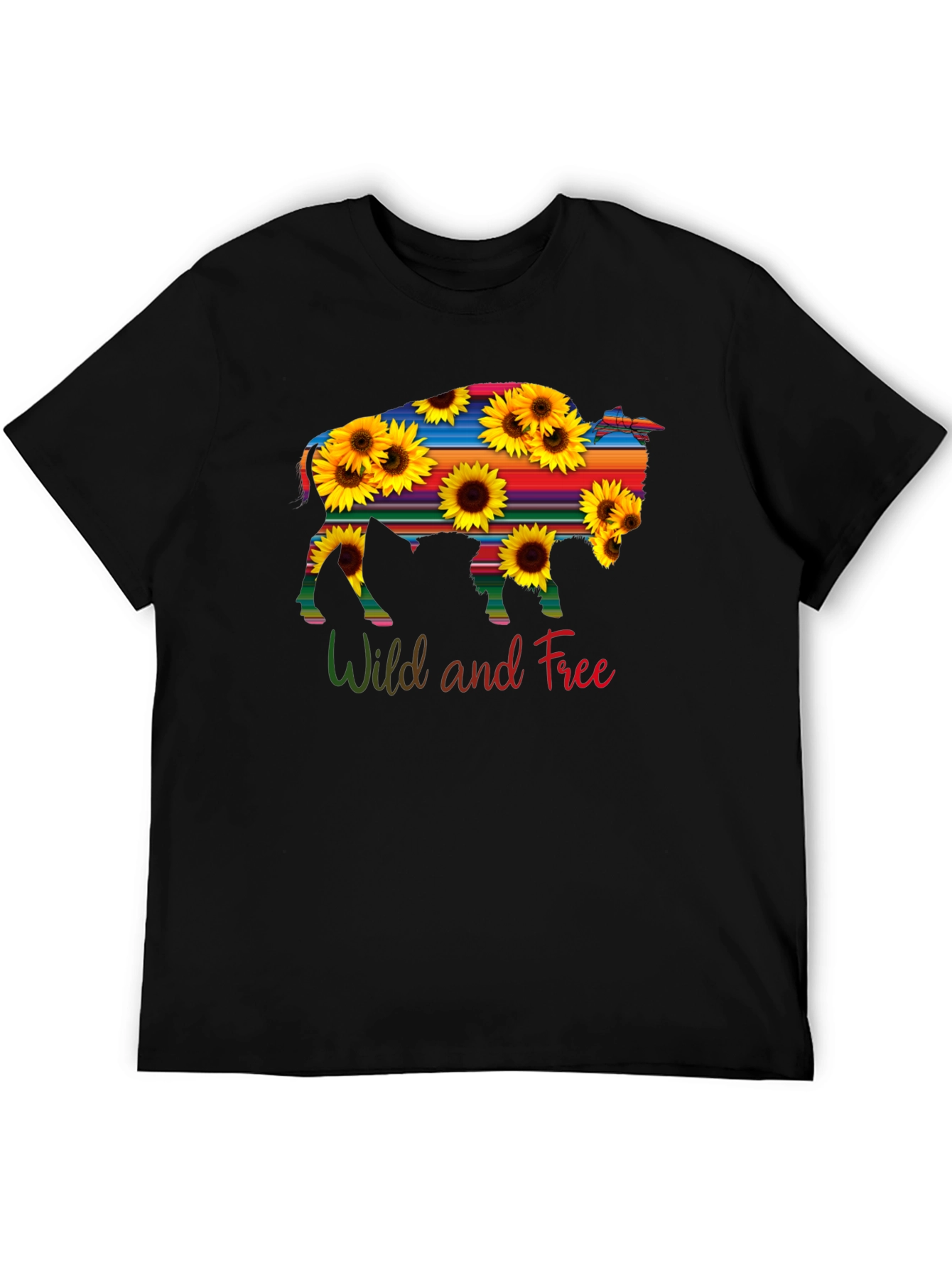 Wild and Free Buffalo Sunflower Graphic Tee