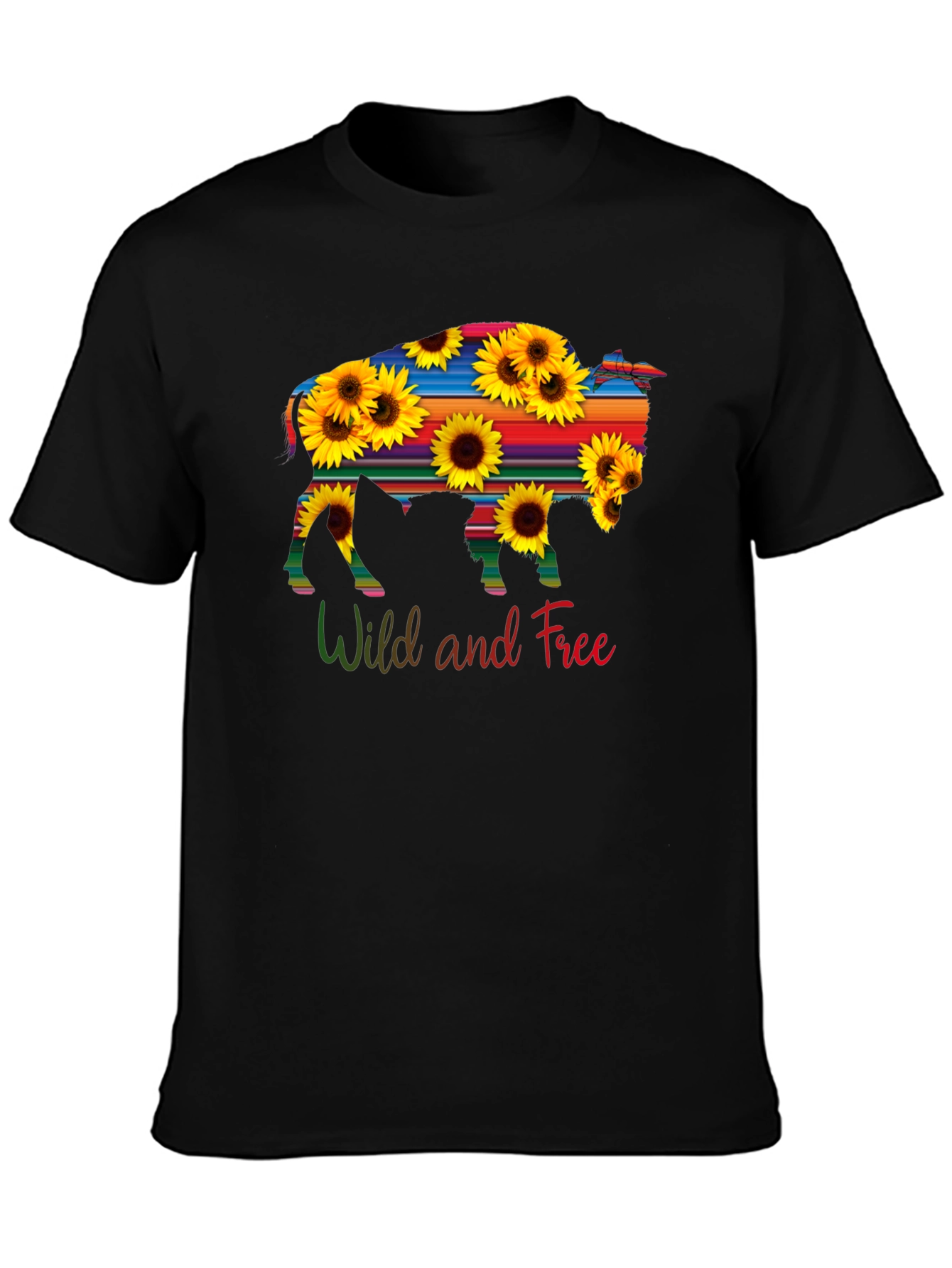 Wild and Free Buffalo Sunflower Graphic Tee