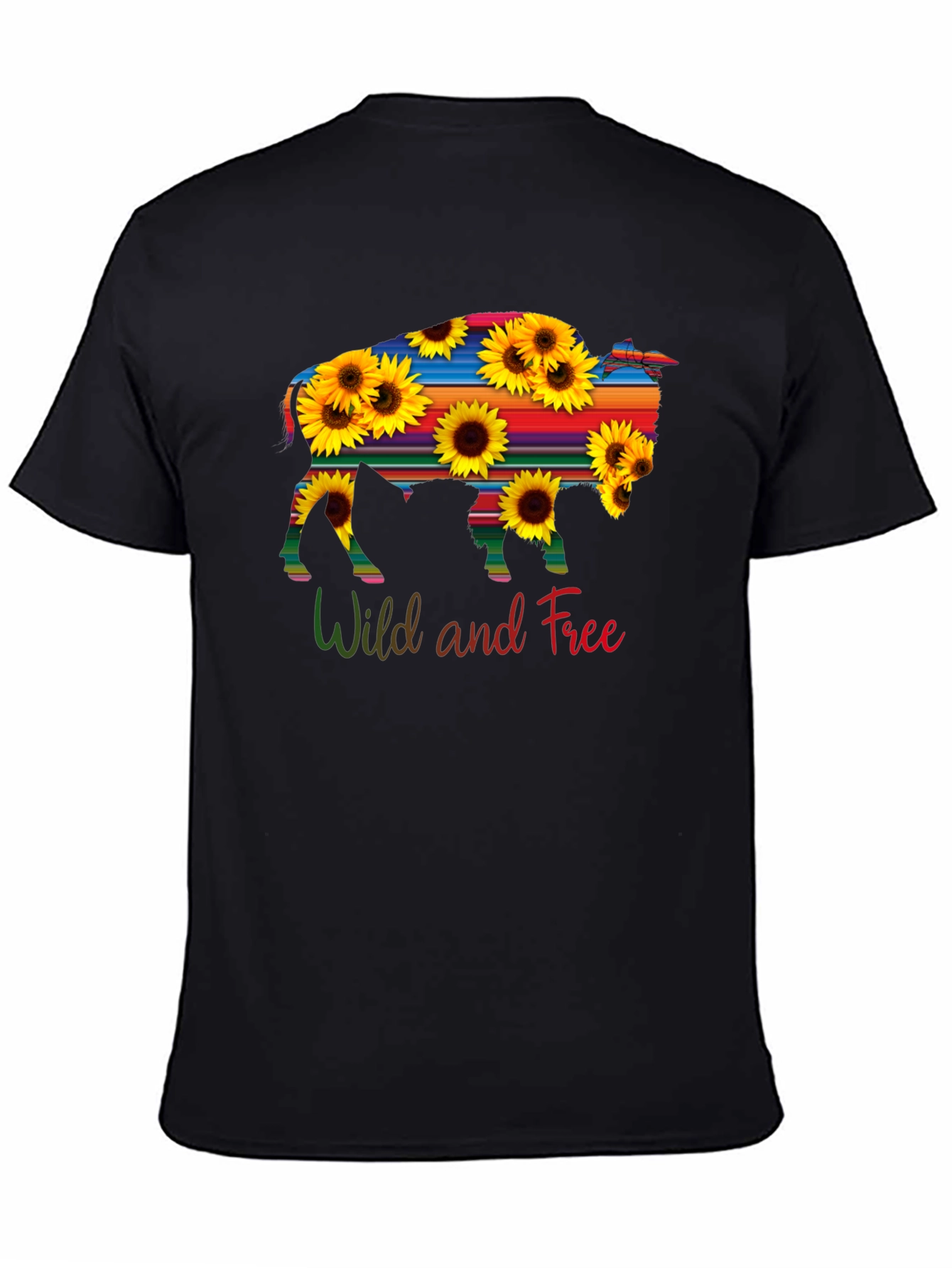 Wild and Free Buffalo Sunflower Graphic Tee