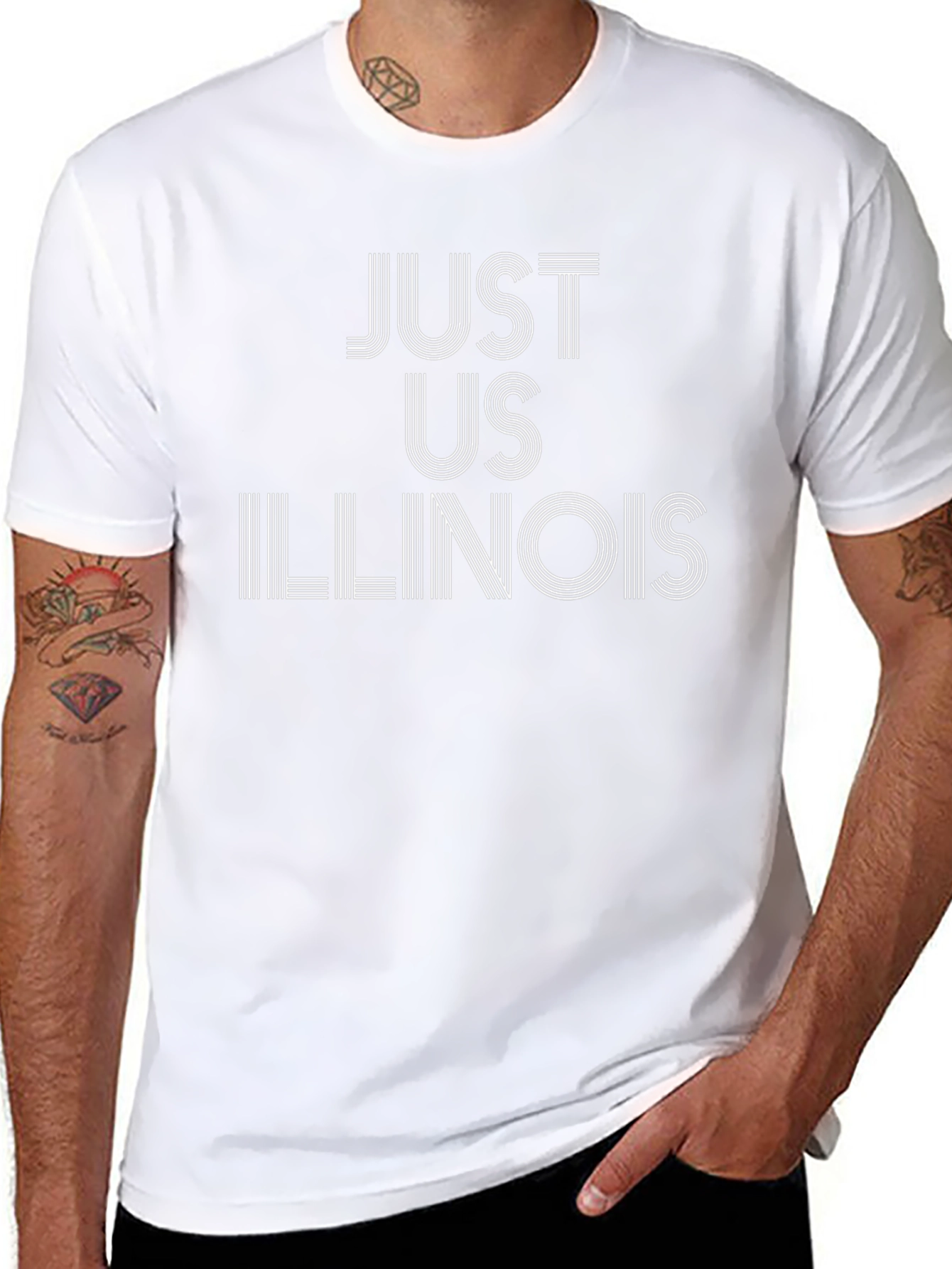 Just Us Illinois Striped Text Graphic Tee