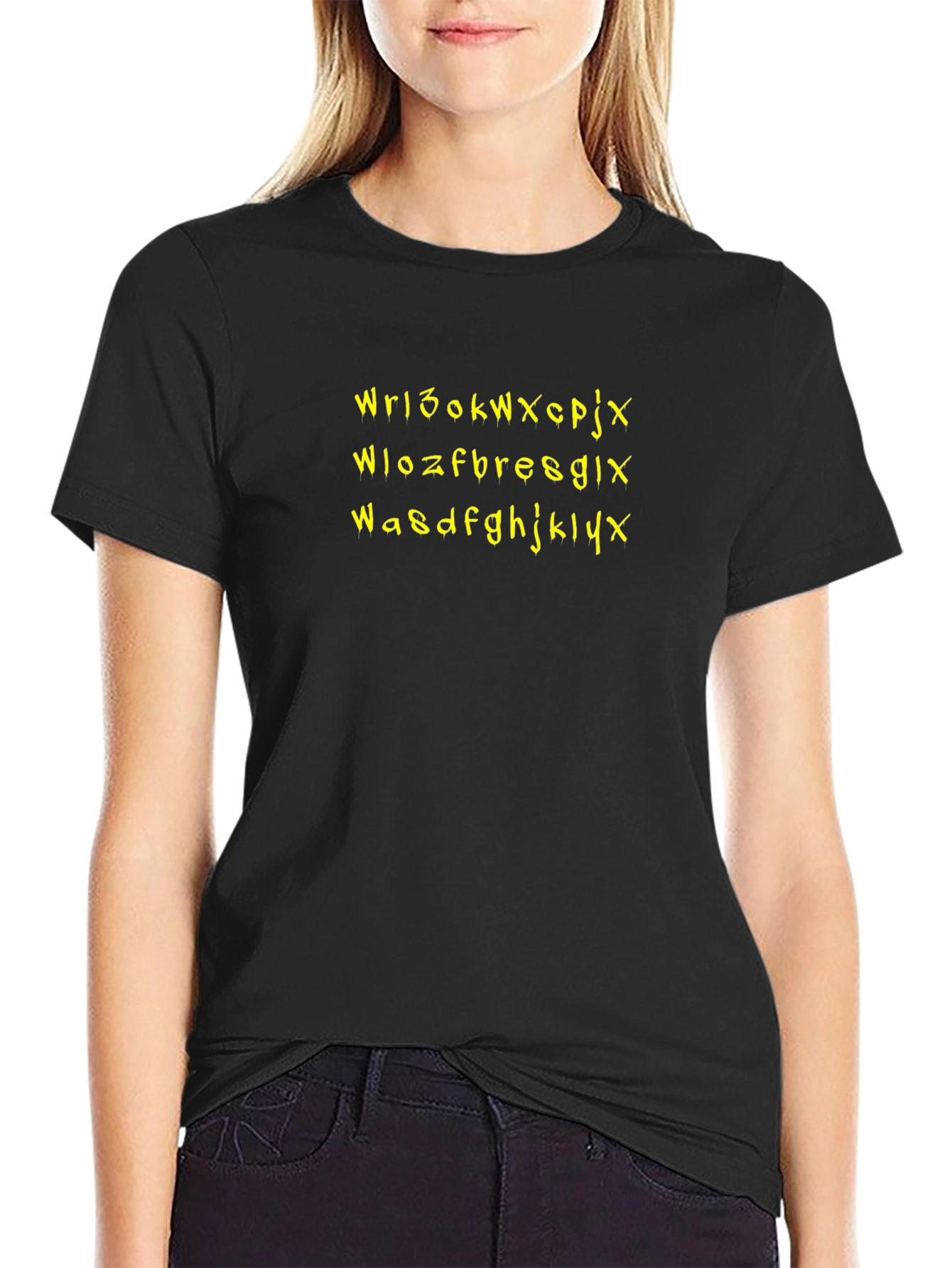 Mens Black T-Shirt with Nonsense Text Design
