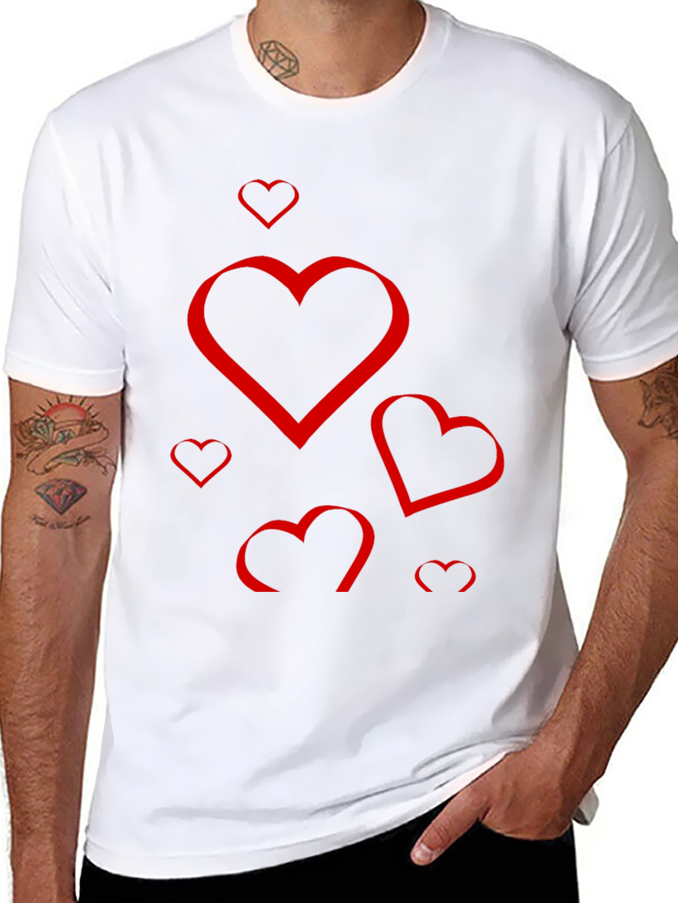 Heart Print Black T-Shirt