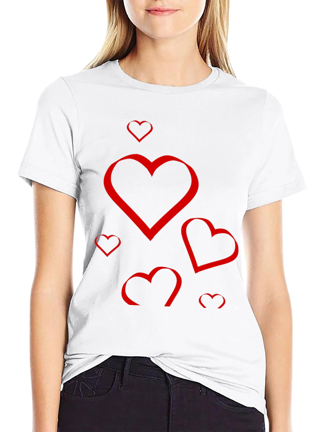 Heart Print Black T-Shirt