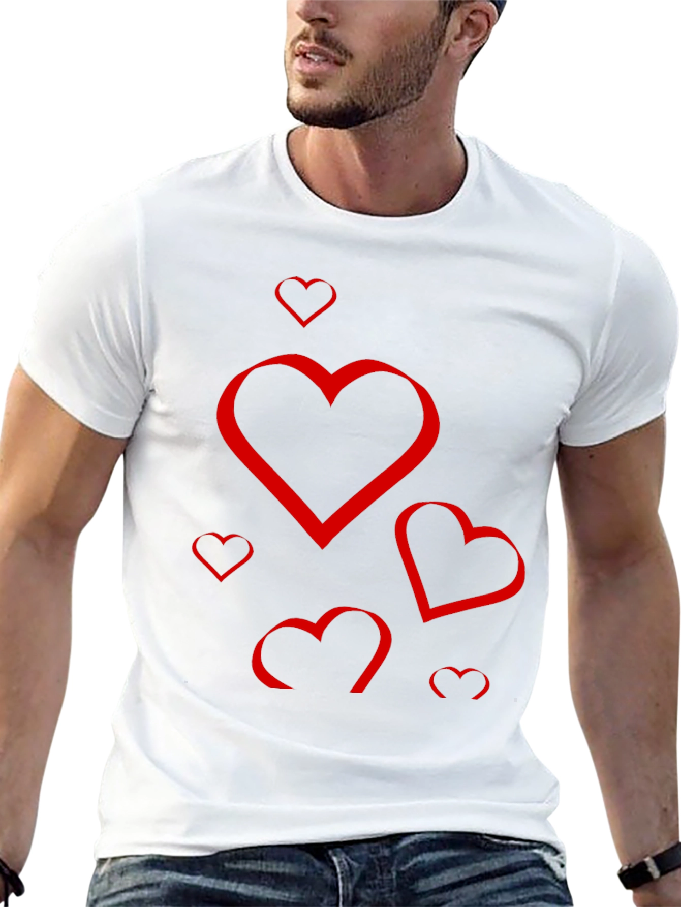Heart Print Black T-Shirt
