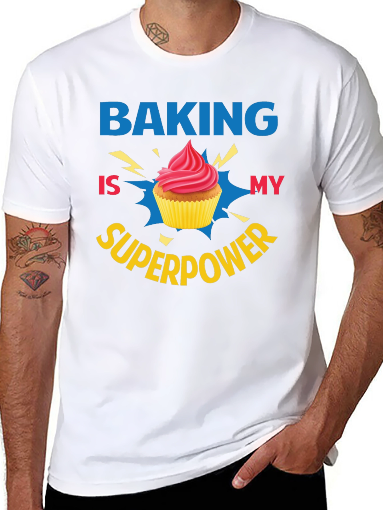 Baking is My Superpower T-Shirt Funny Cupcake Design