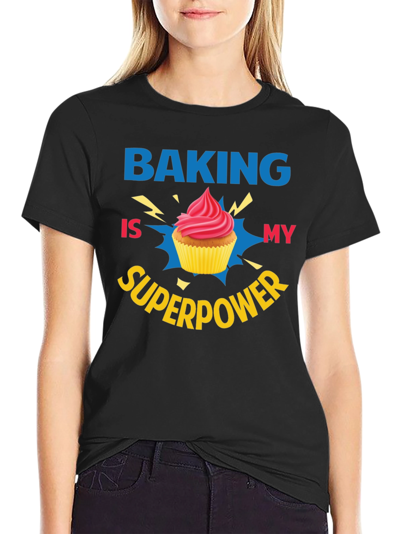Baking is My Superpower T-Shirt Funny Cupcake Design