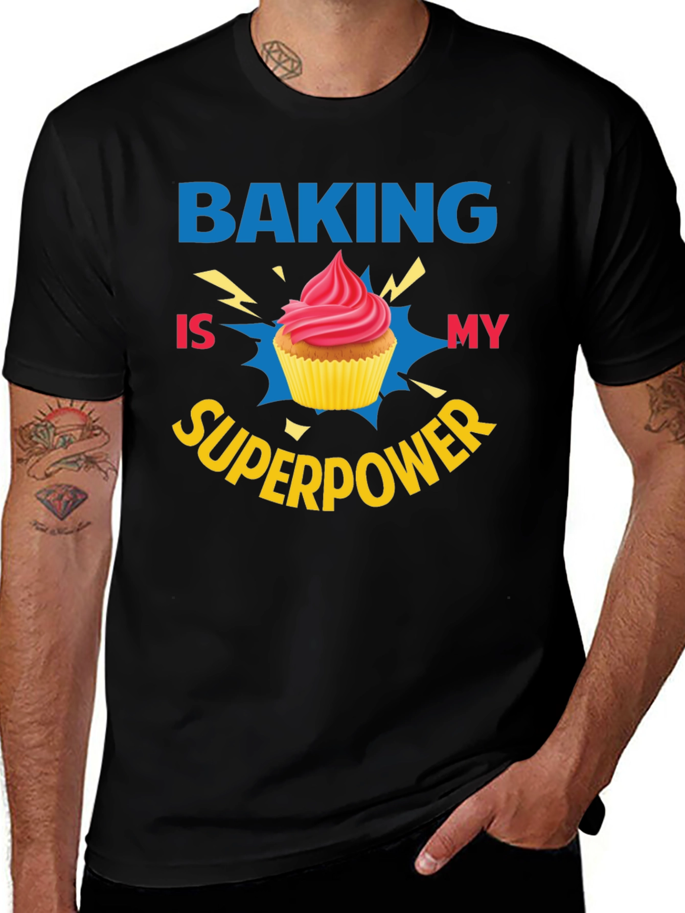 Baking is My Superpower T-Shirt Funny Cupcake Design