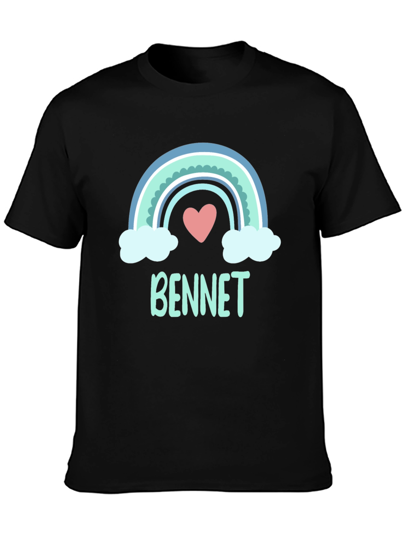 Bennet Rainbow Heart Black T-Shirt