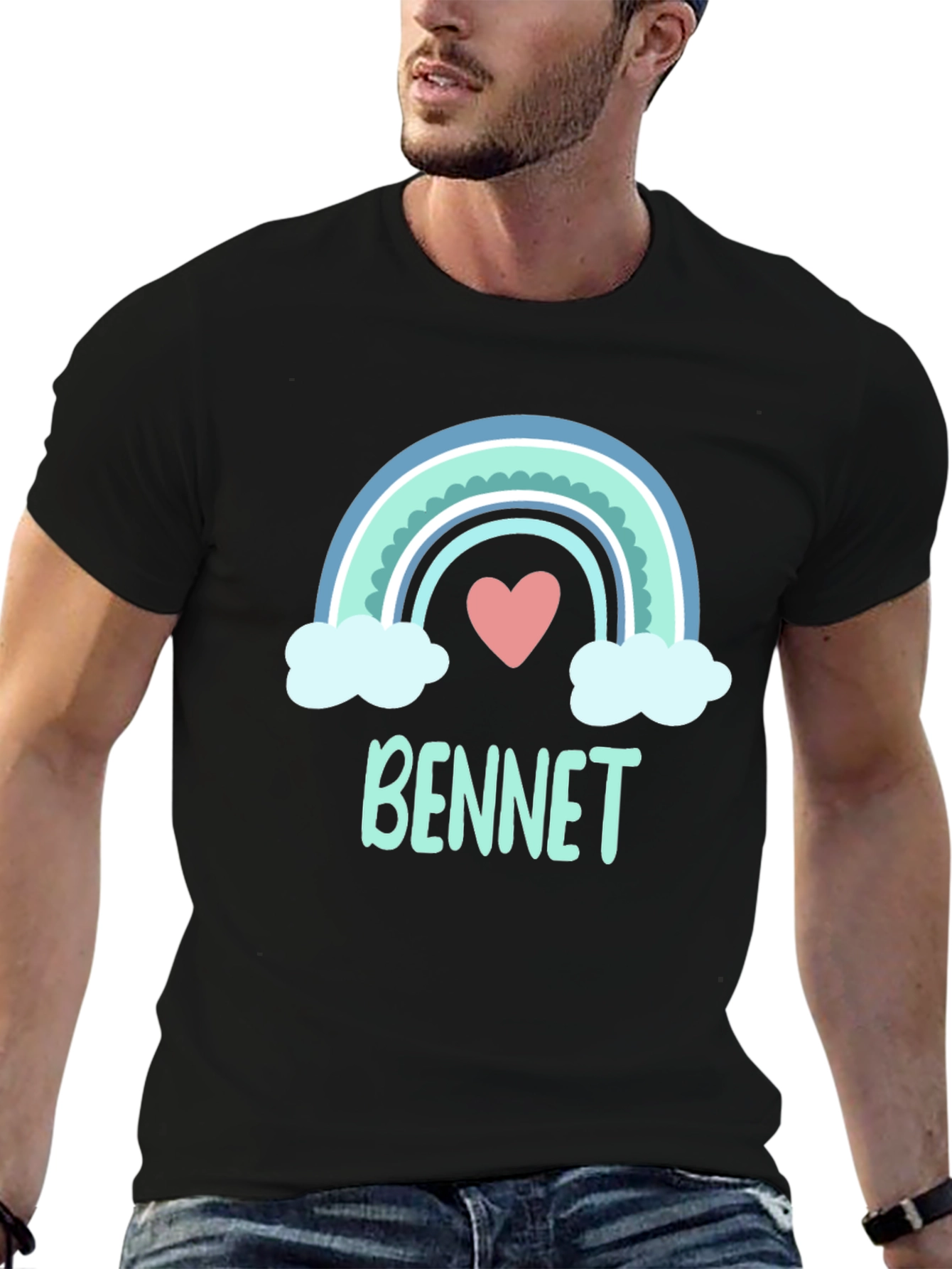 Bennet Rainbow Heart Black T-Shirt