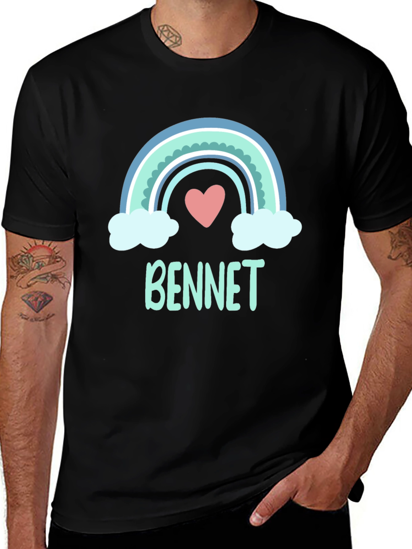Bennet Rainbow Heart Black T-Shirt