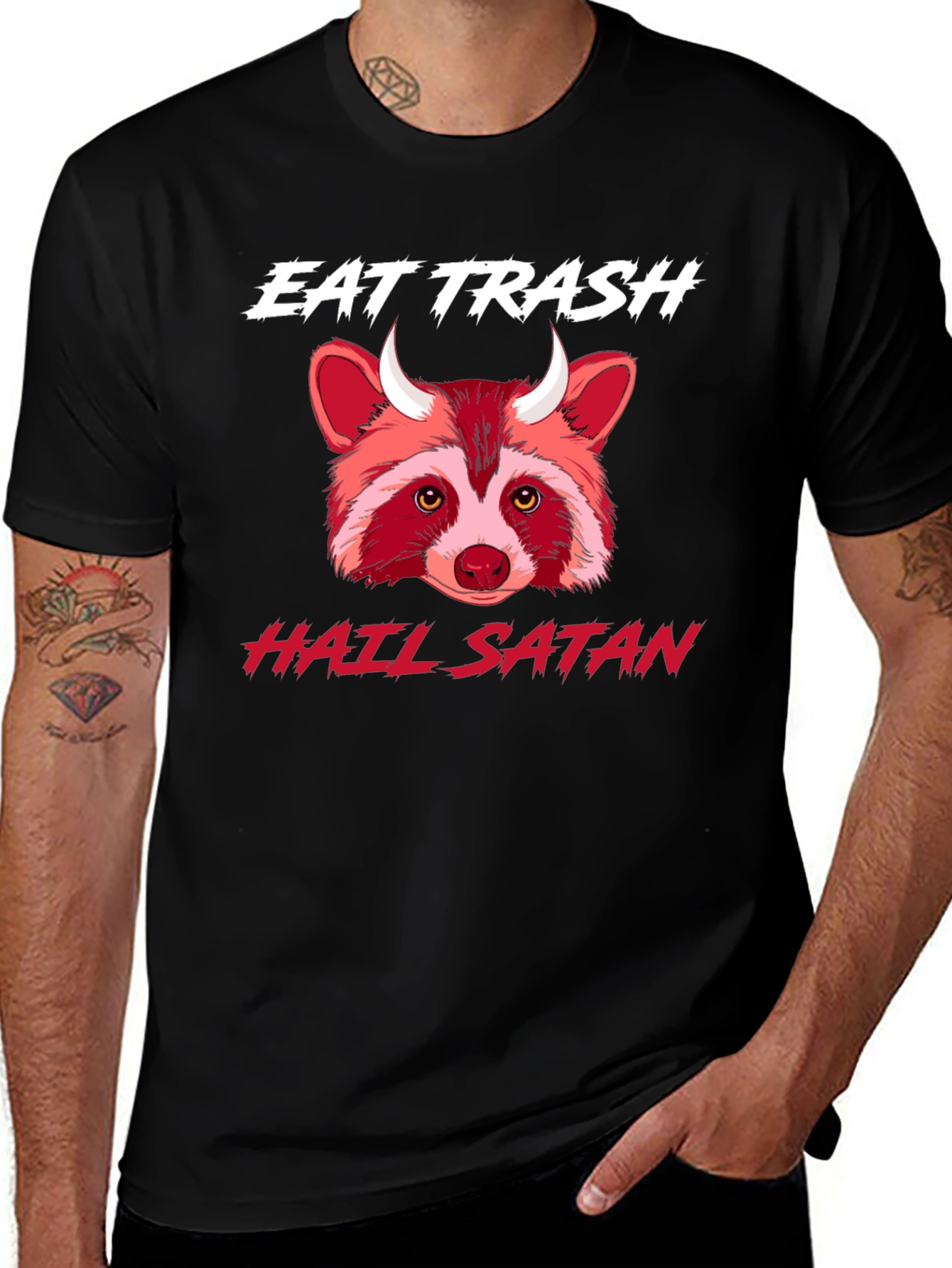 Eat Trash Hail Satan Raccoon T-Shirt