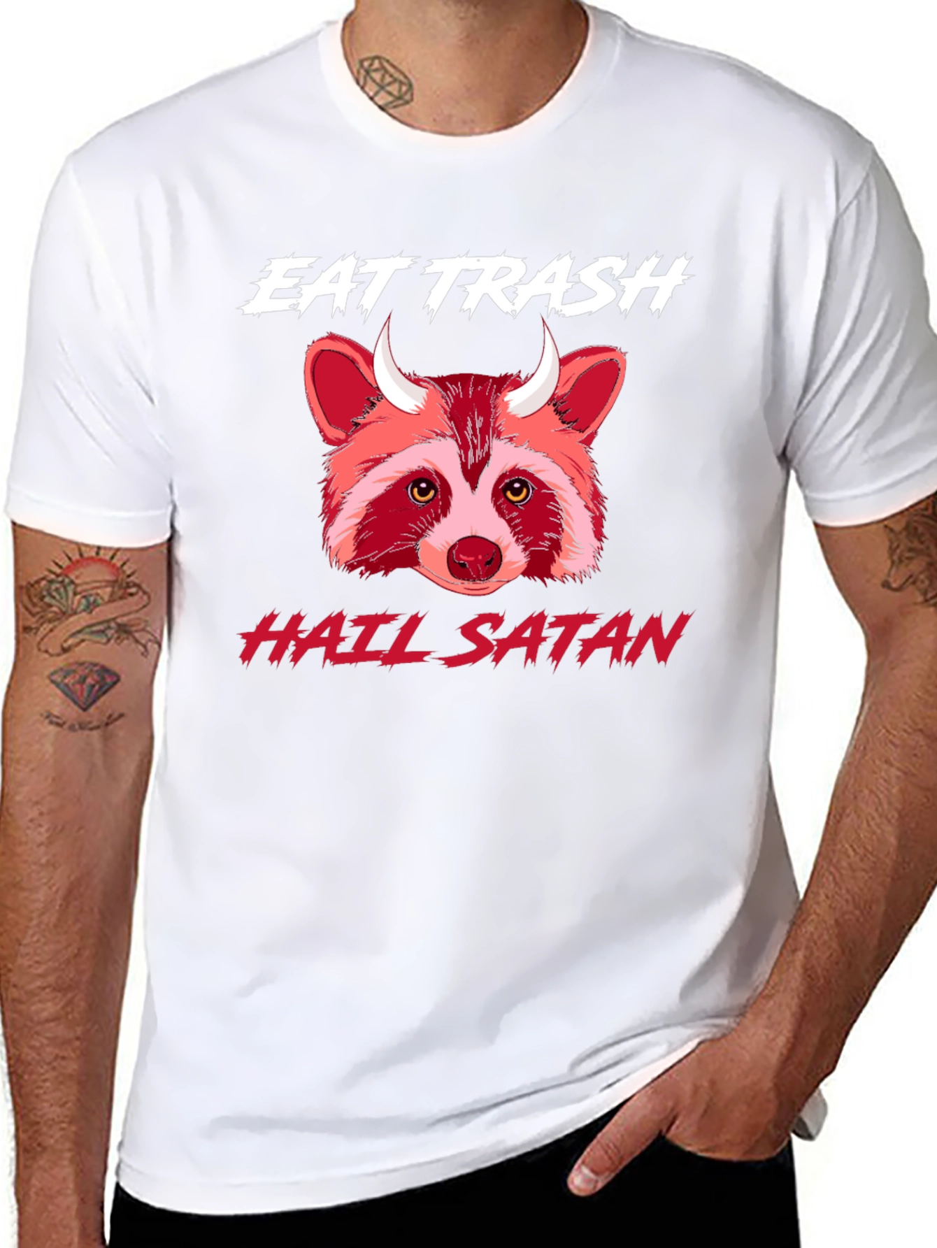 Eat Trash Hail Satan Raccoon T-Shirt