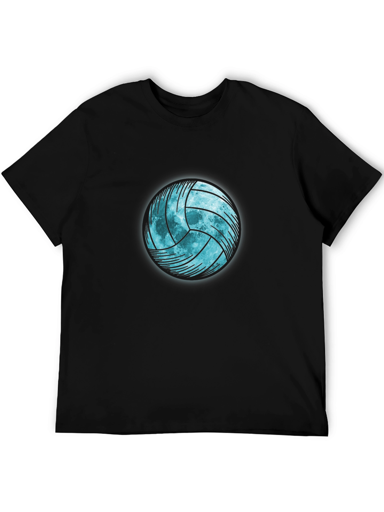Volleyball Moon Graphic Tee - Black Cotton T-Shirt