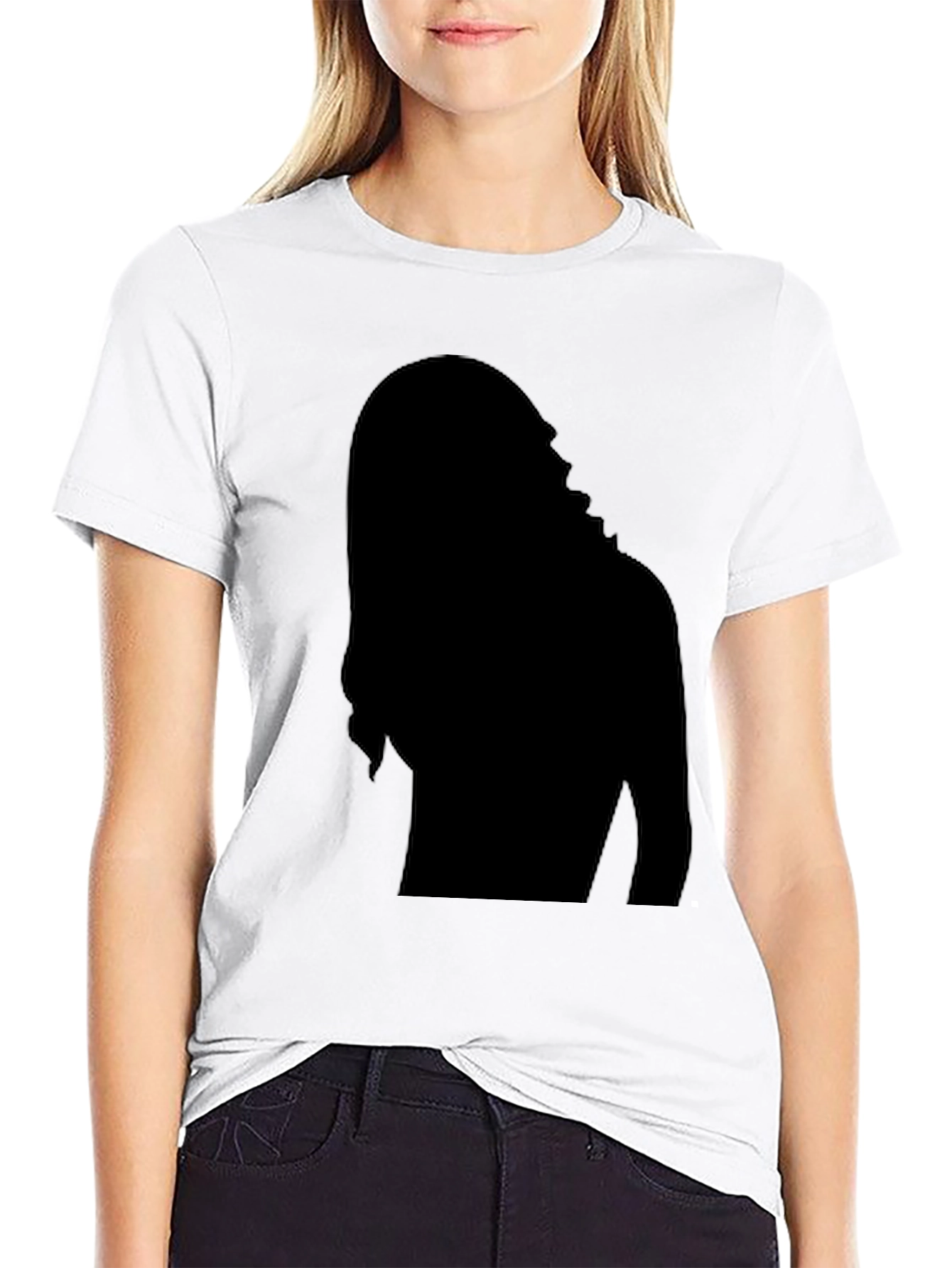 Mens Black Graphic Tee - Mystery Woman Silhouette