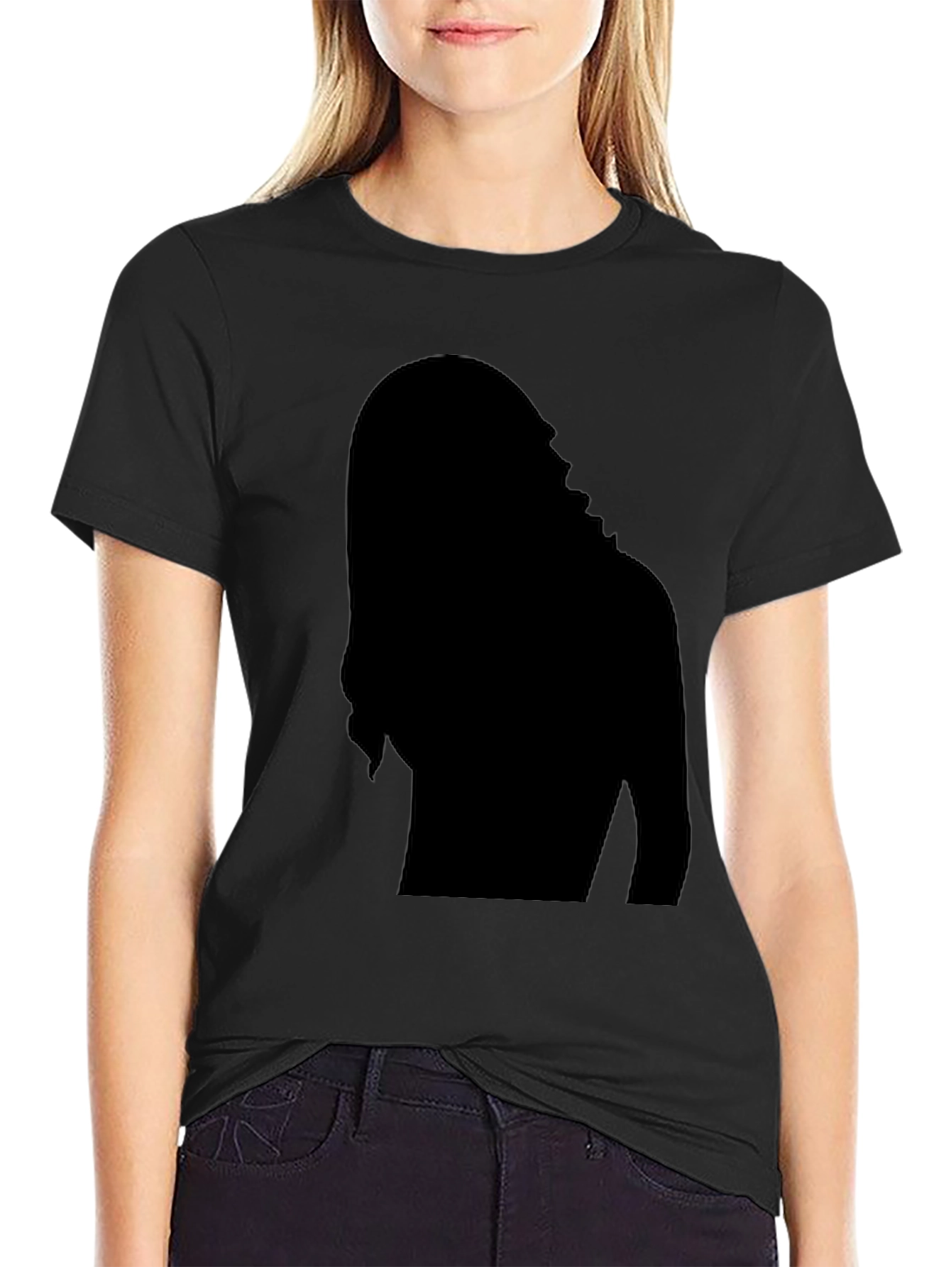 Mens Black Graphic Tee - Mystery Woman Silhouette