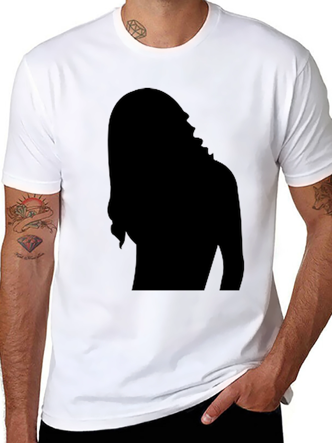 Mens Black Graphic Tee - Mystery Woman Silhouette