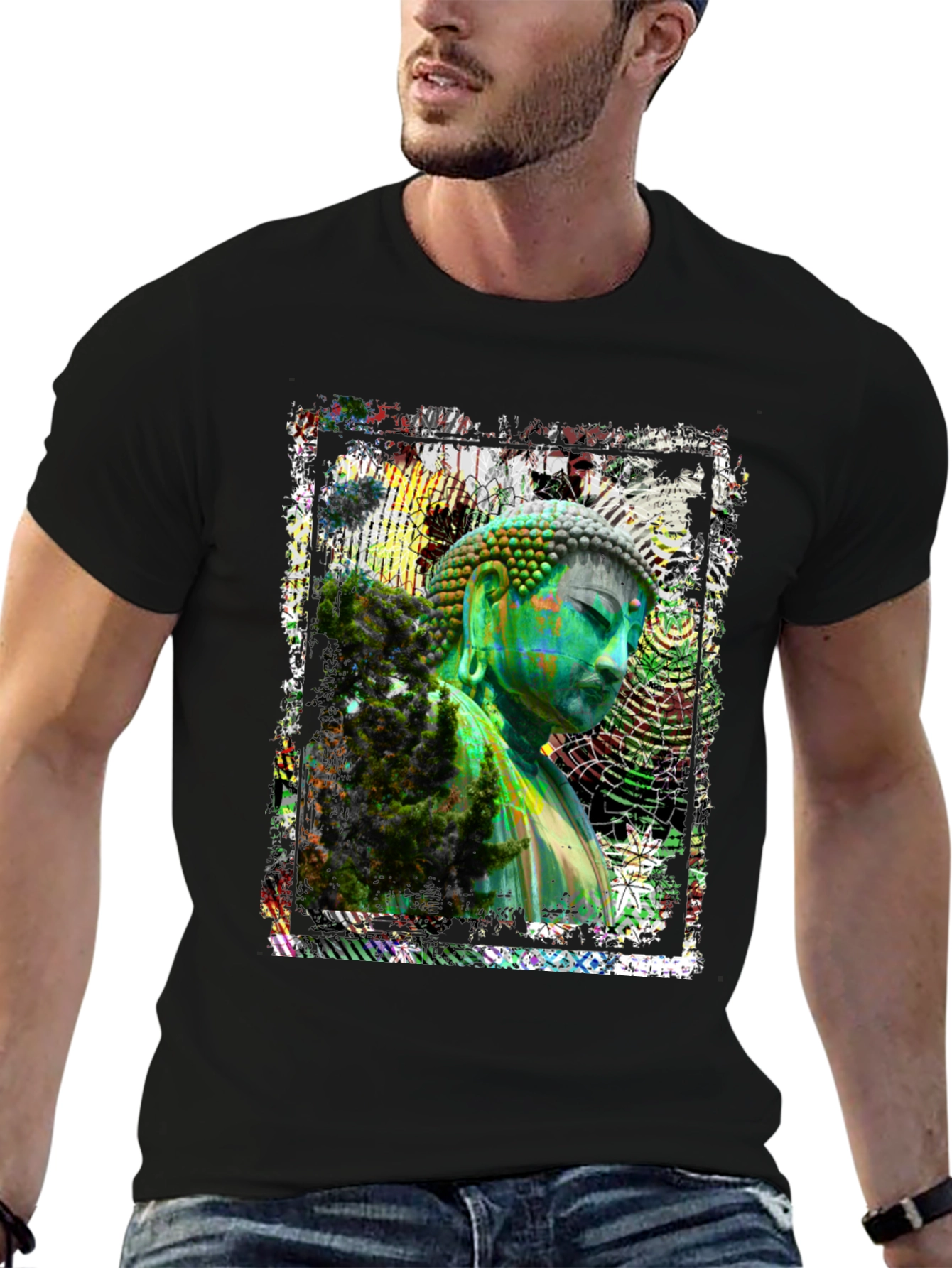 Buddha Print Black T-Shirt