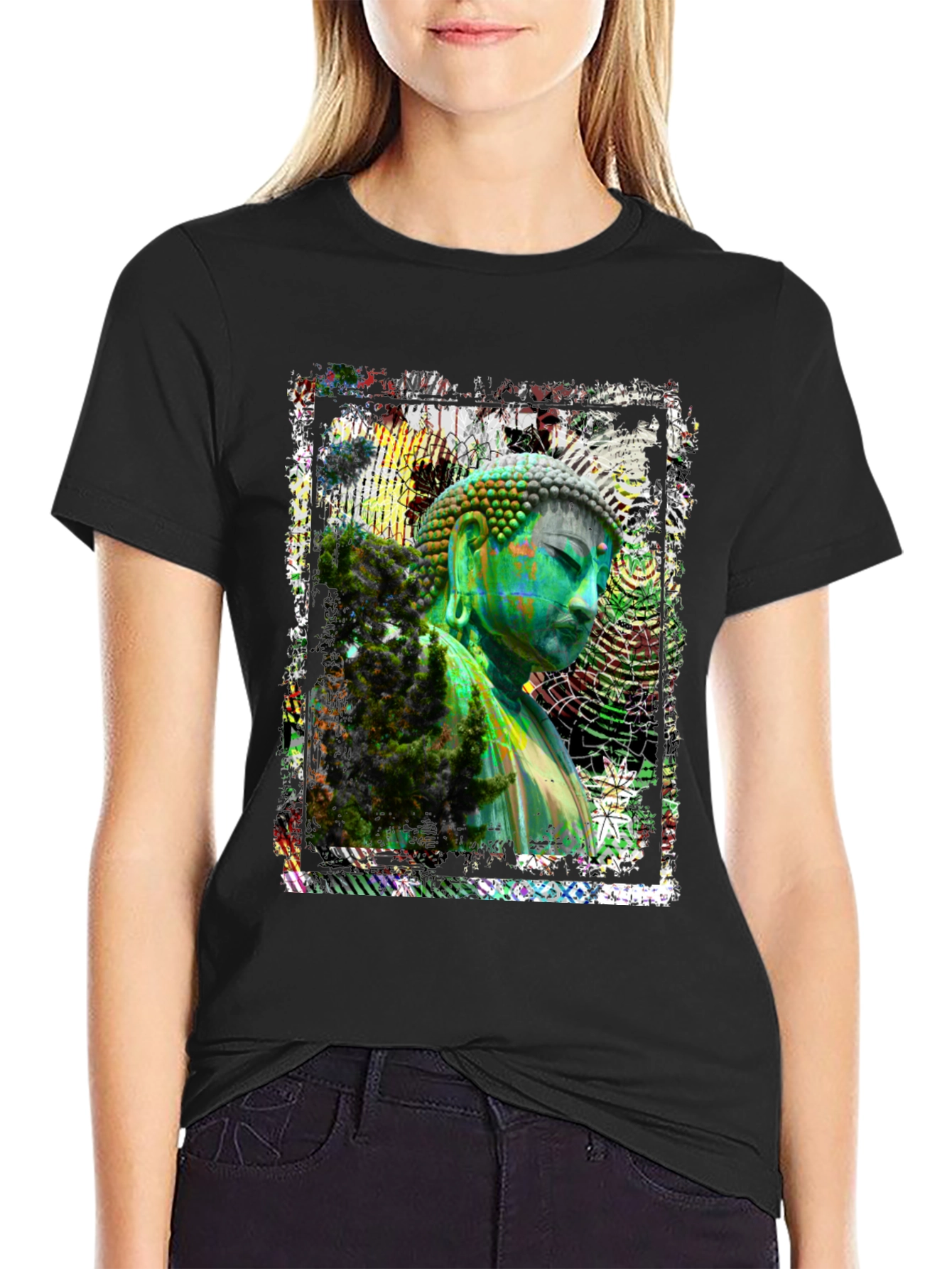 Buddha Print Black T-Shirt