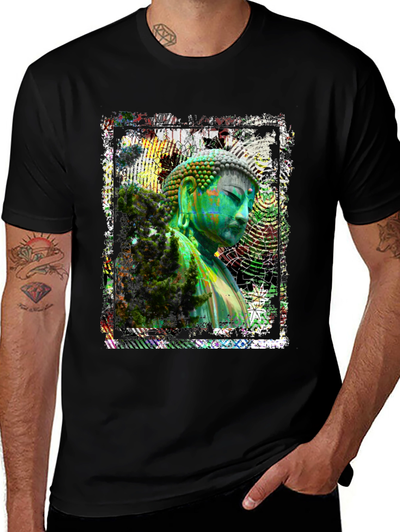 Buddha Print Black T-Shirt