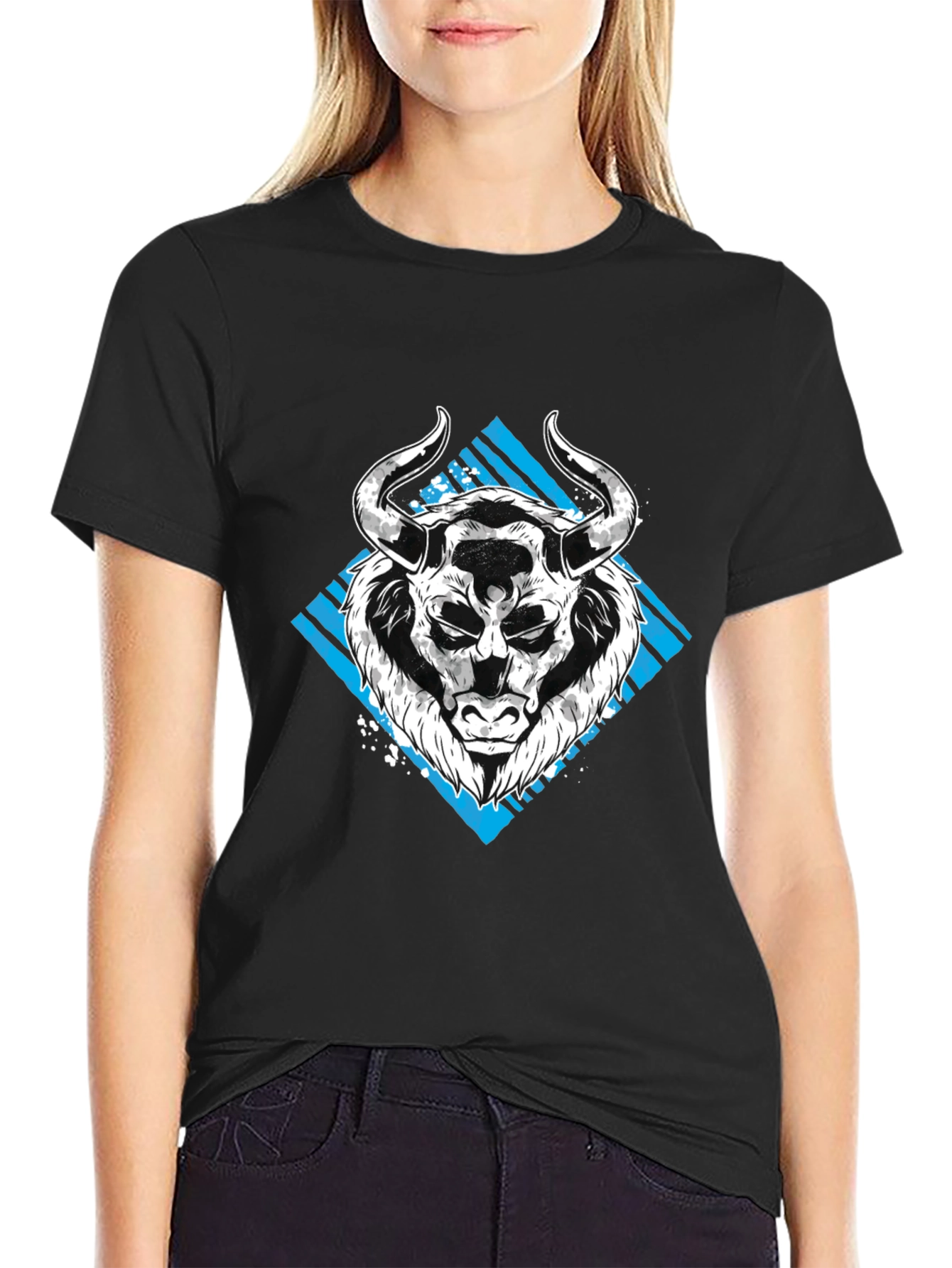 Bull Graphic Tee - Mens Black Cotton T-Shirt