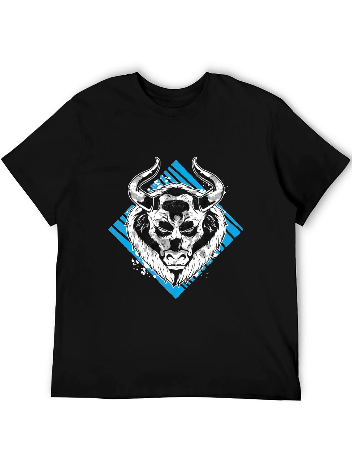 Bull Graphic Tee - Mens Black Cotton T-Shirt