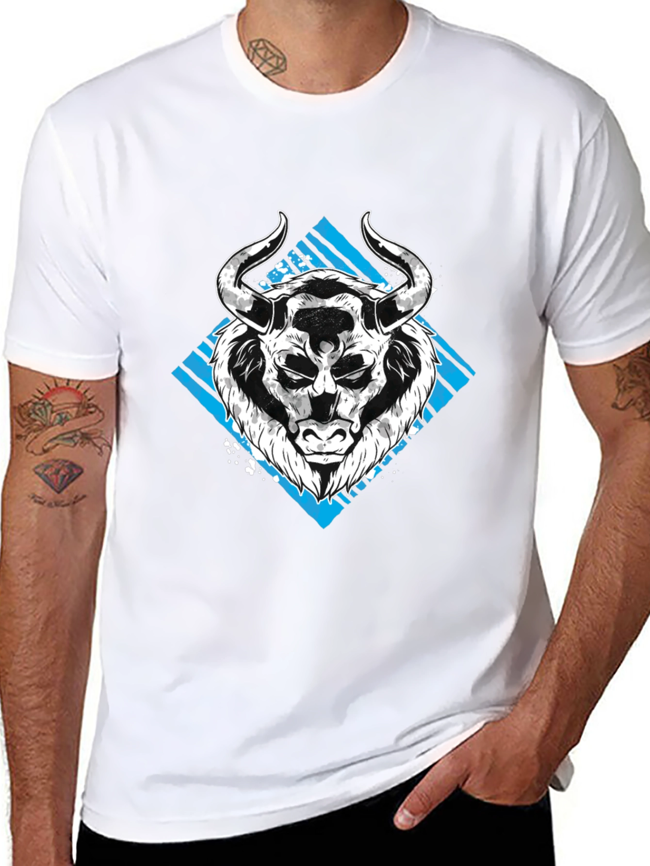 Bull Graphic Tee - Mens Black Cotton T-Shirt