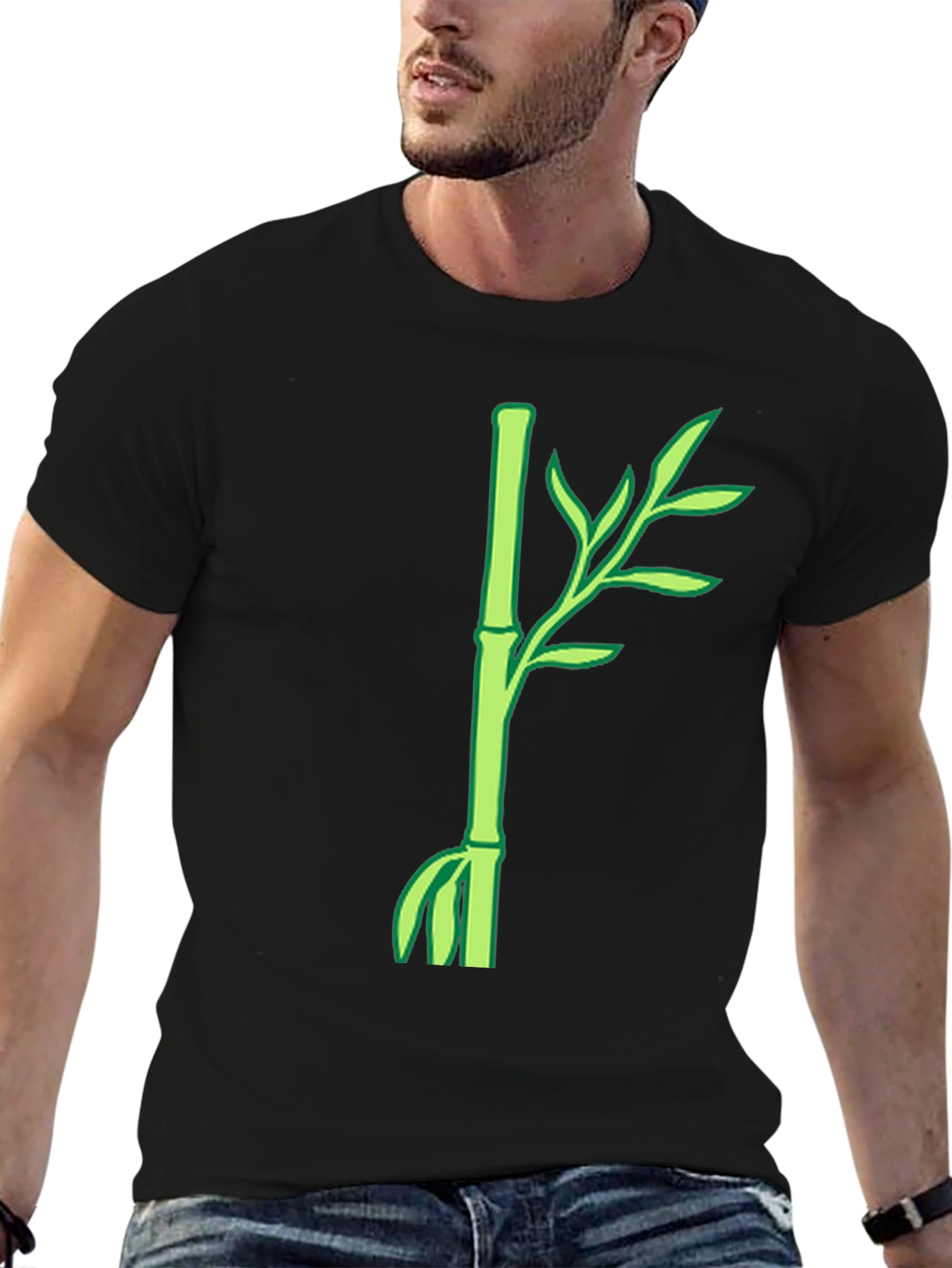 Bamboo Plant Graphic T-Shirt - Casual Style