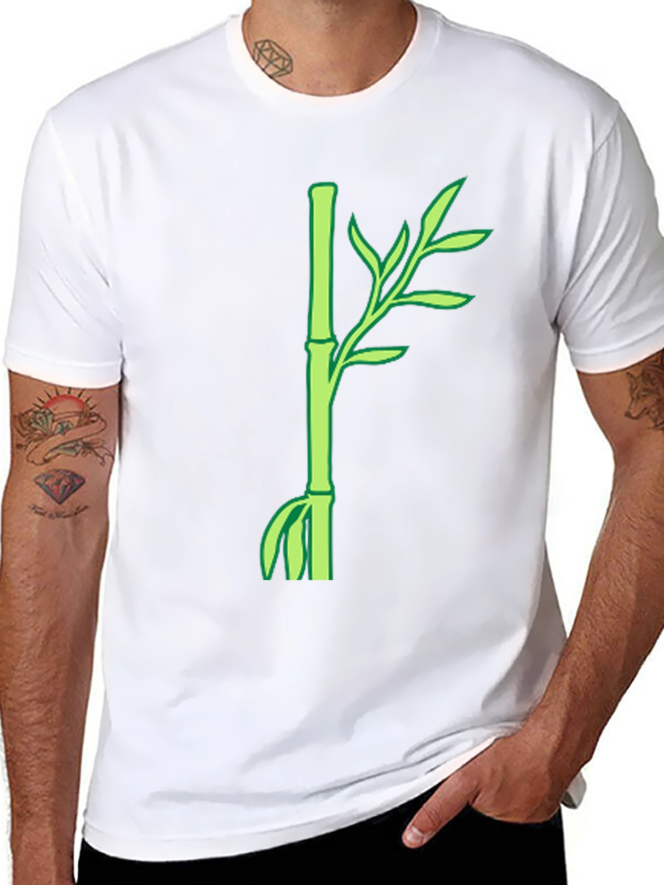 Bamboo Plant Graphic T-Shirt - Casual Style
