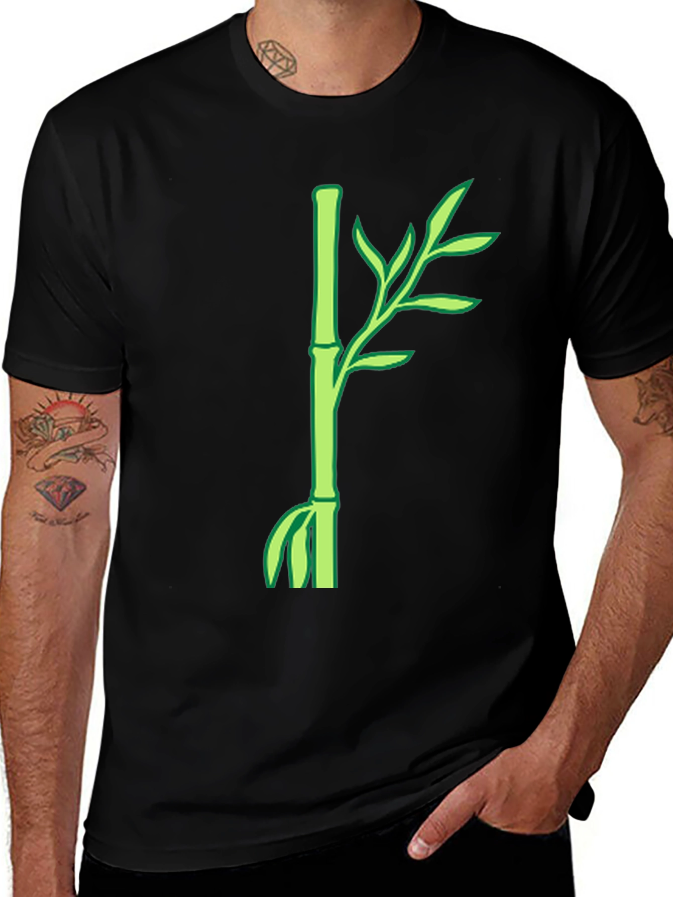 Bamboo Plant Graphic T-Shirt - Casual Style