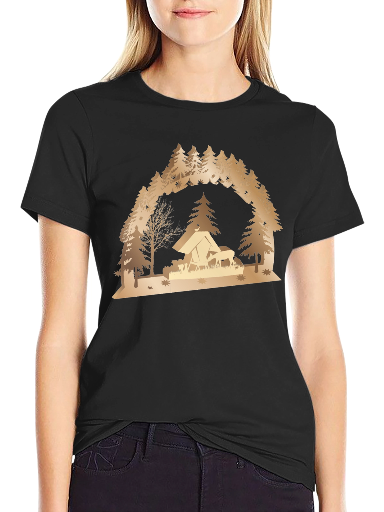 Camping Scene Graphic Tee - Nature Lover Shirt
