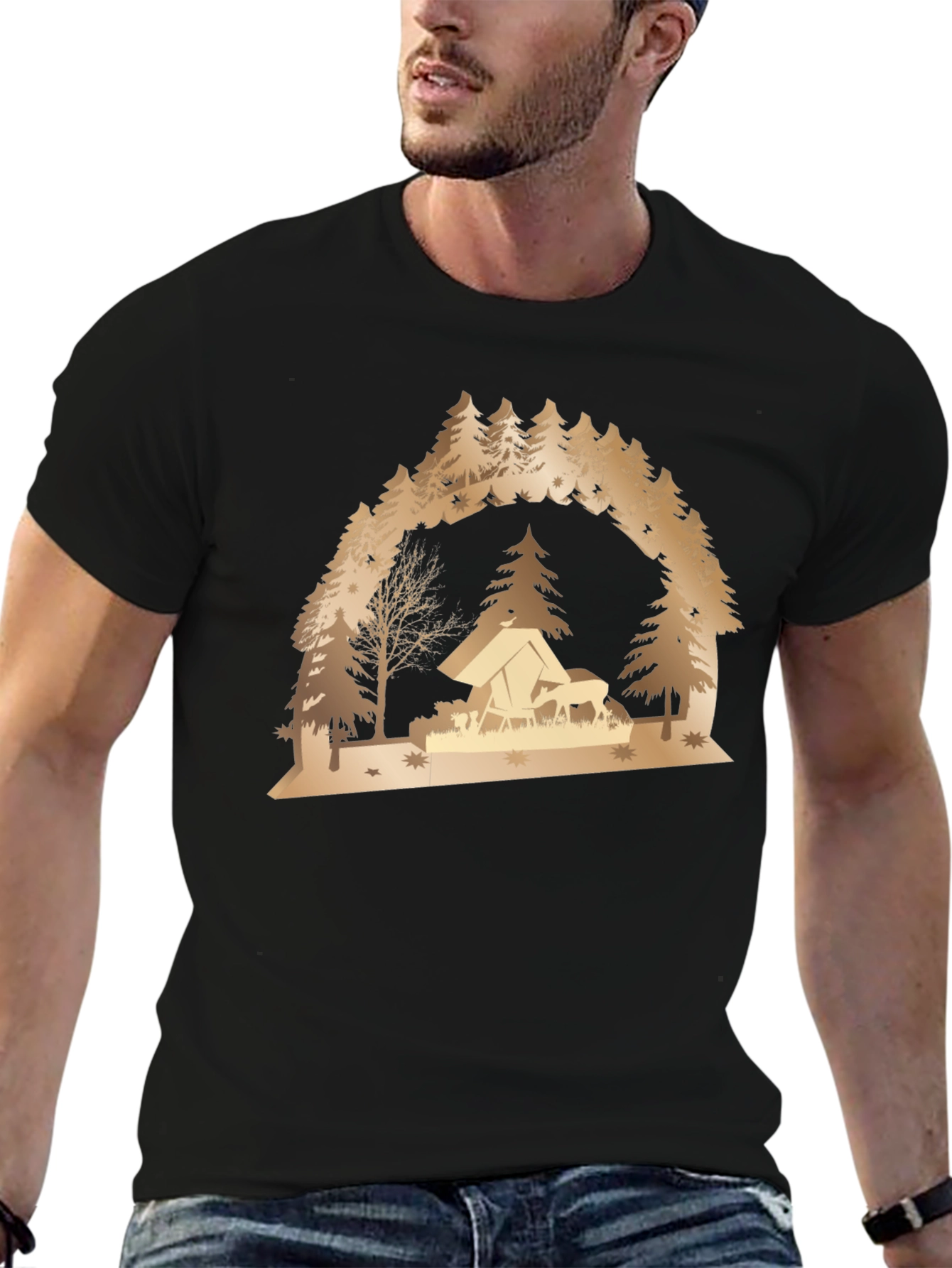 Camping Scene Graphic Tee - Nature Lover Shirt