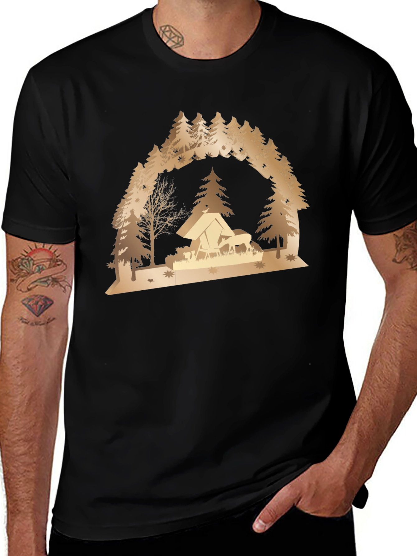 Camping Scene Graphic Tee - Nature Lover Shirt