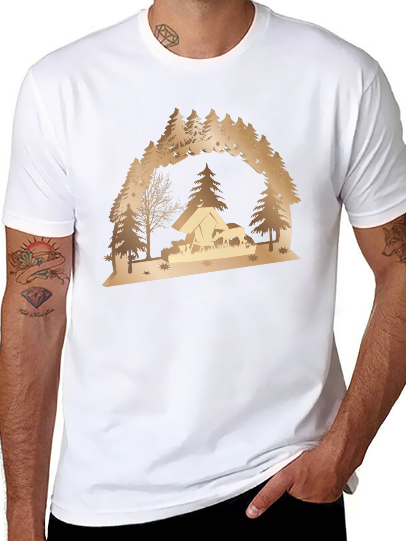 Camping Scene Graphic Tee - Nature Lover Shirt