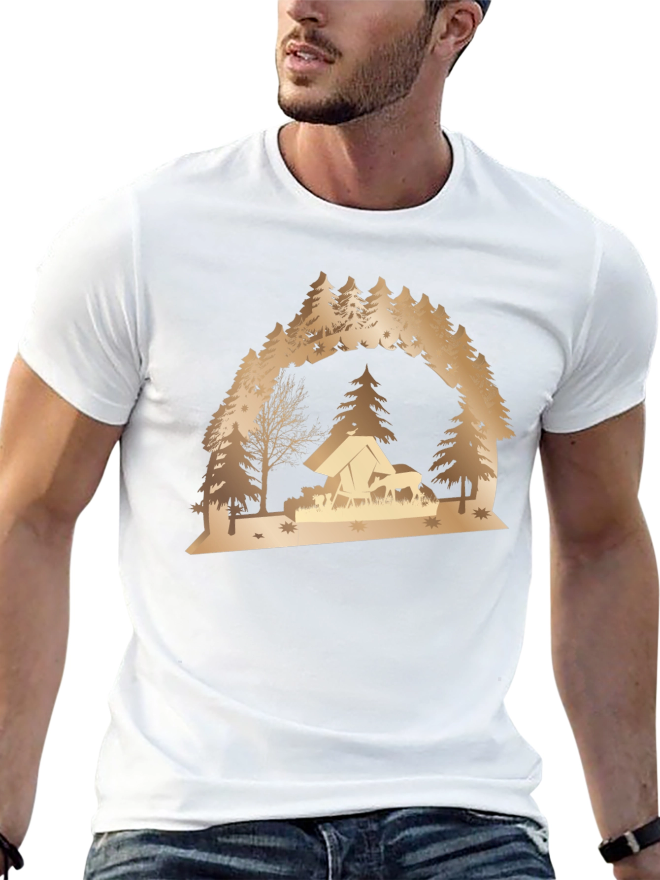 Camping Scene Graphic Tee - Nature Lover Shirt