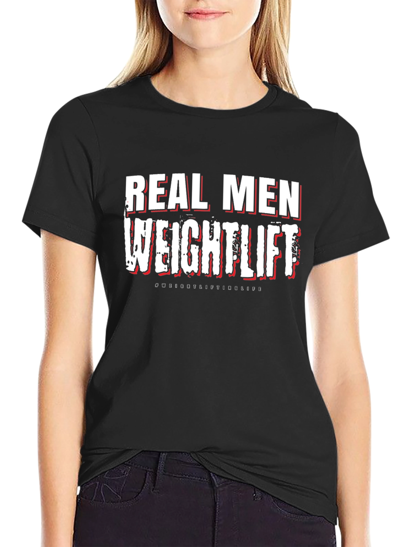 Real Men Weightlift Black T-Shirt