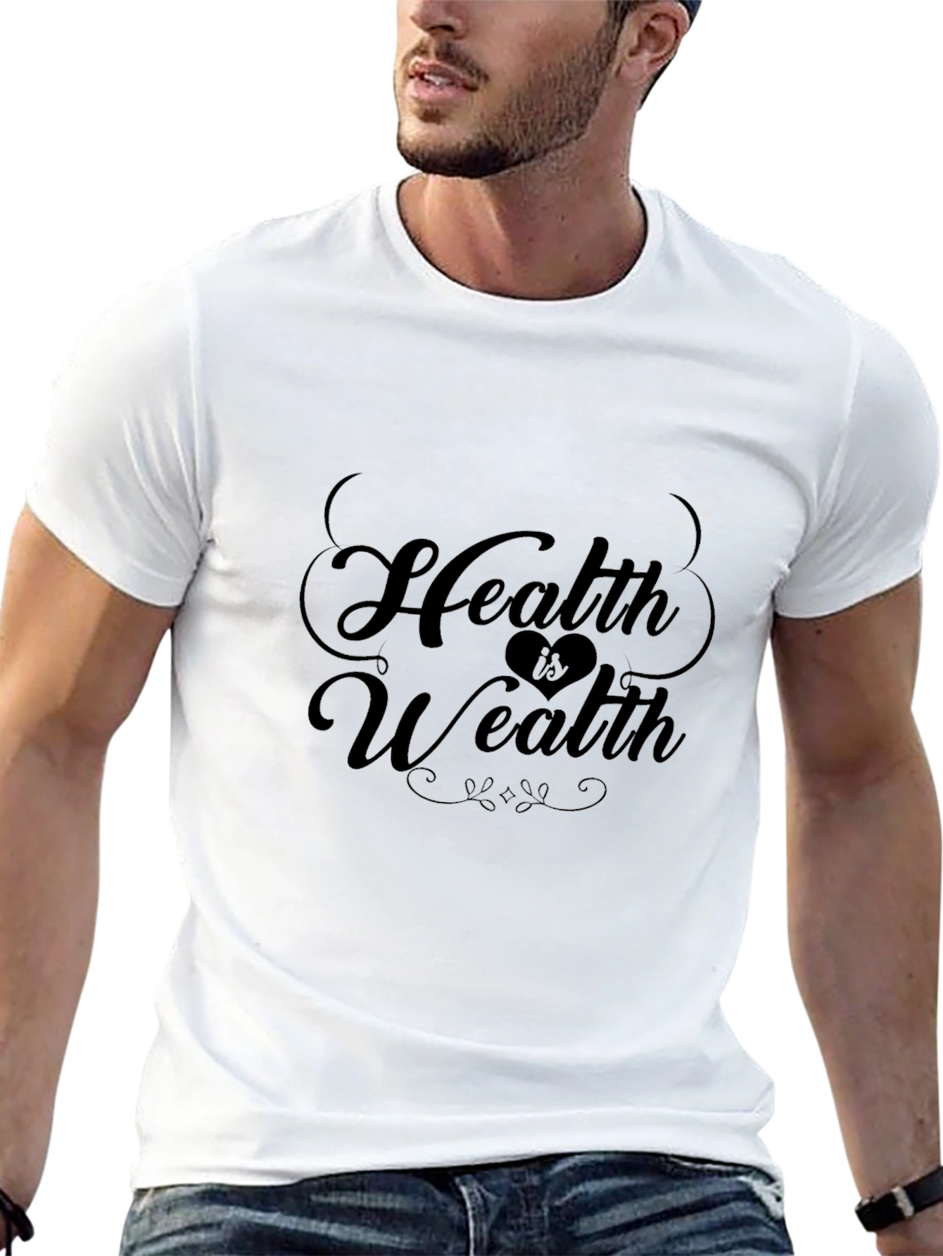 Health is Wealth Black T-Shirt - Motivational Tee