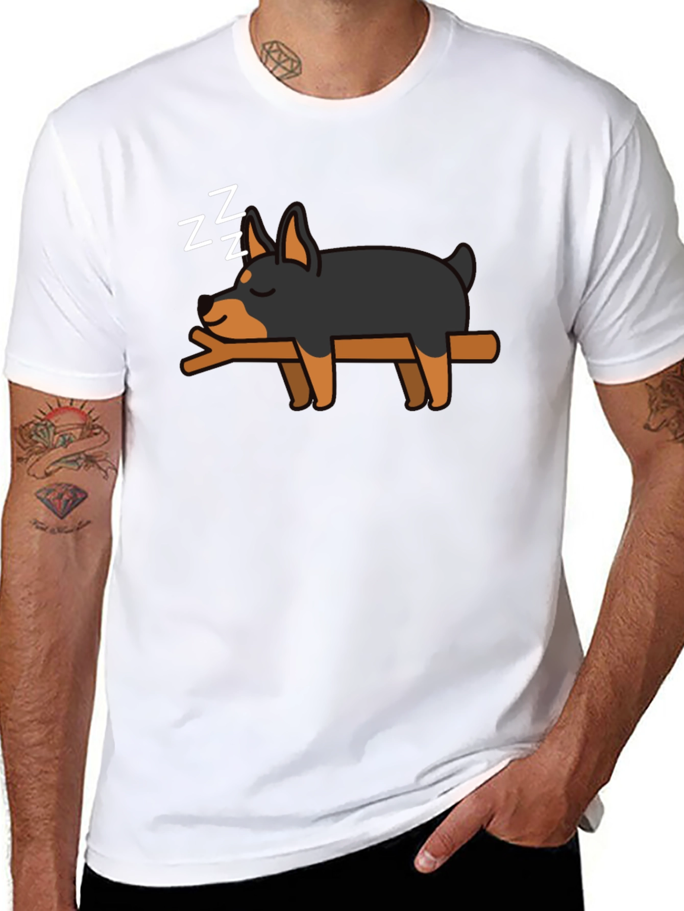 Cute Sleeping Dog T-Shirt - Black